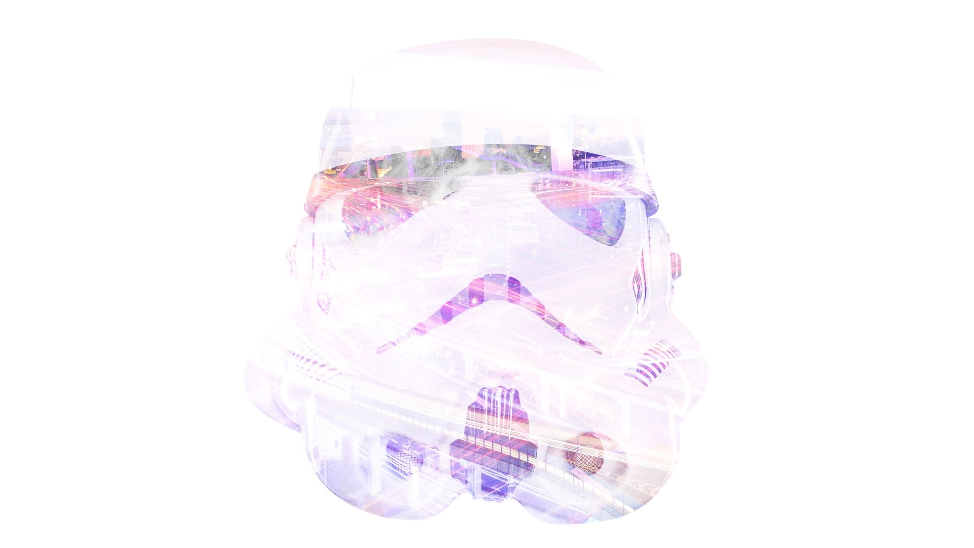 Stormtrooper helmet with city overlay HD Wallpaper