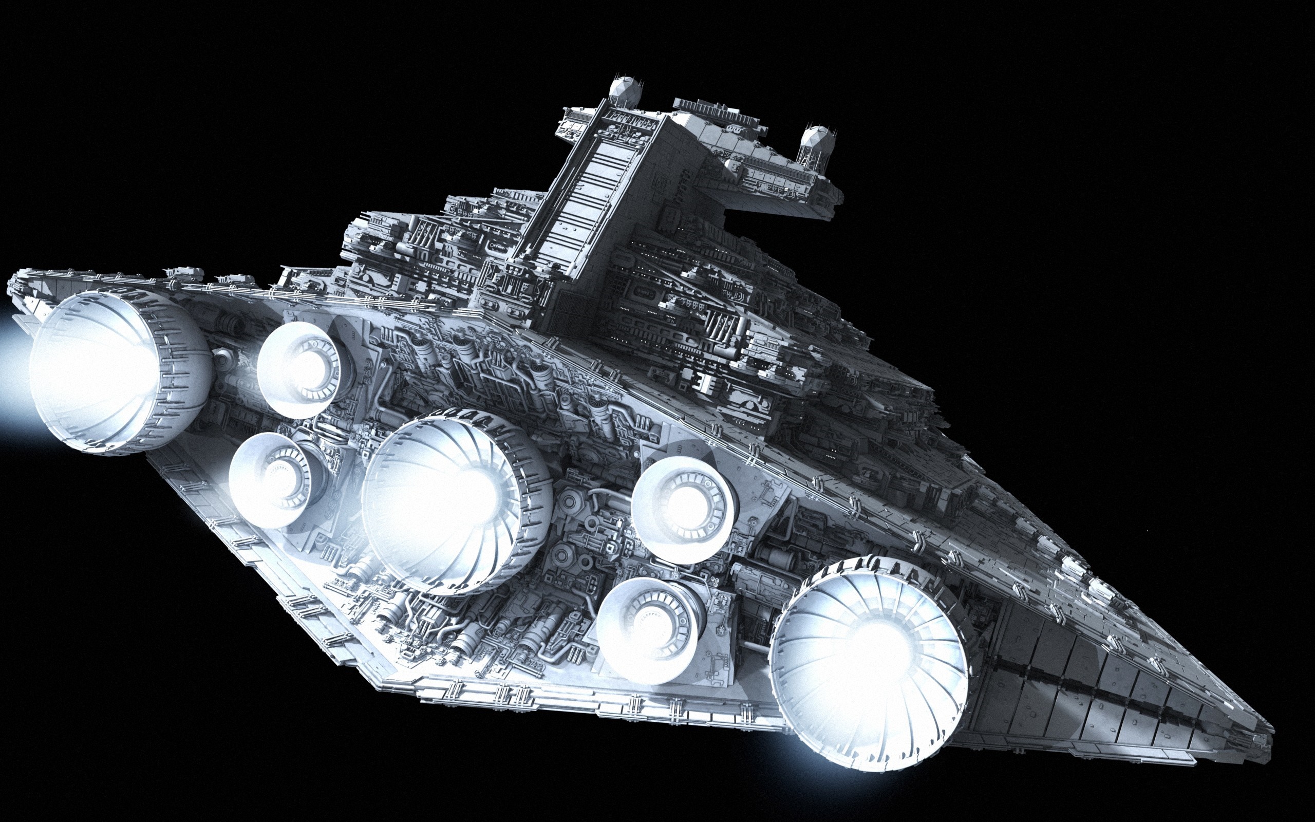 Star Wars Star Destroyer spaceship with glowing engines HD Wallpaper