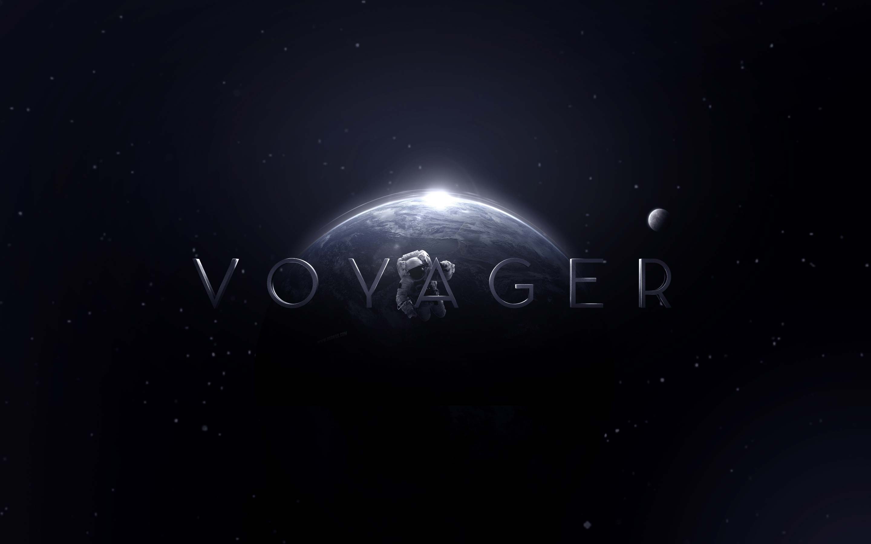Voyager title card with astronaut and planet HD Wallpaper