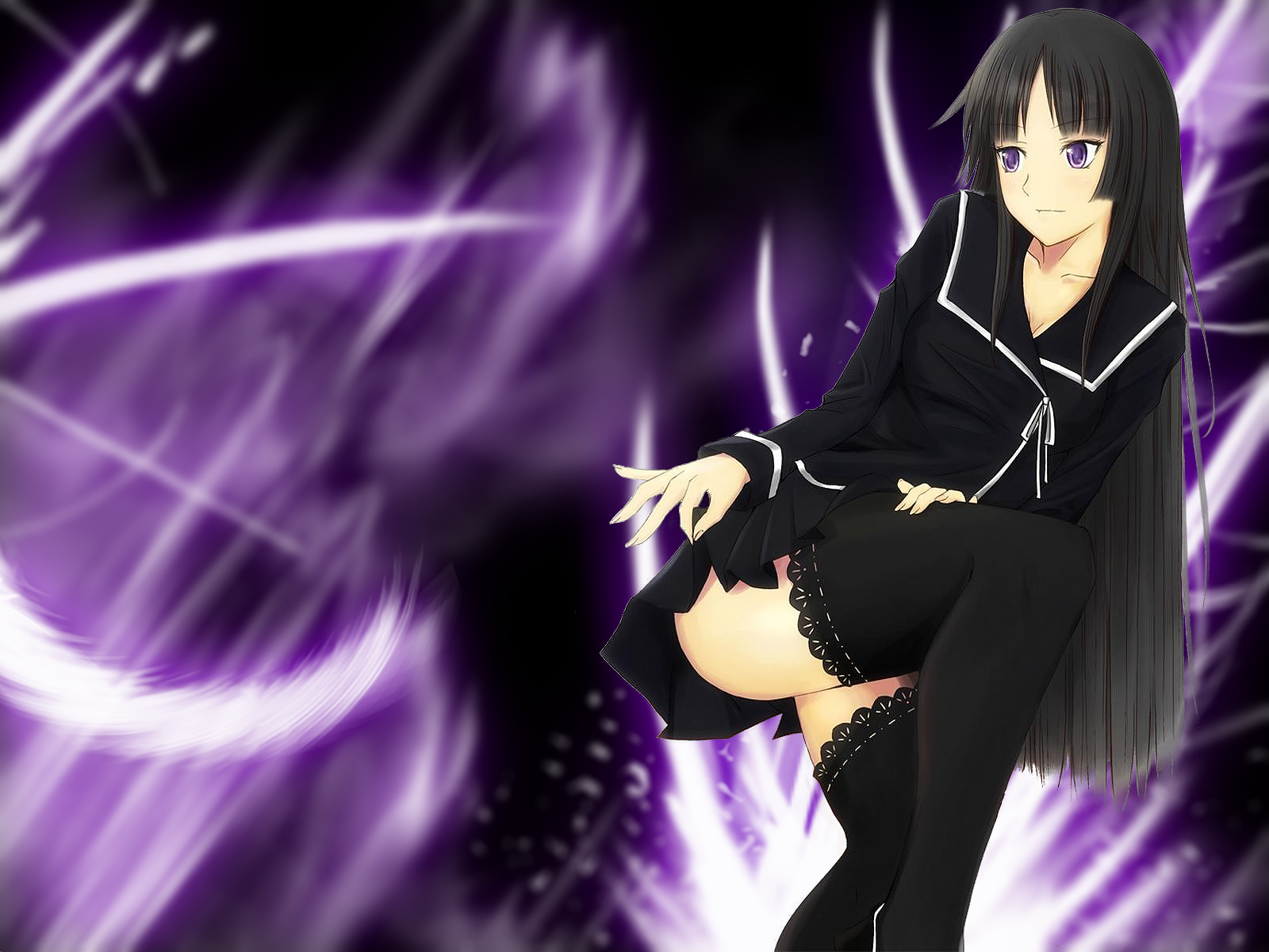 Isayama Yomi in Ga Rei Zero with Purple Energy HD Wallpaper