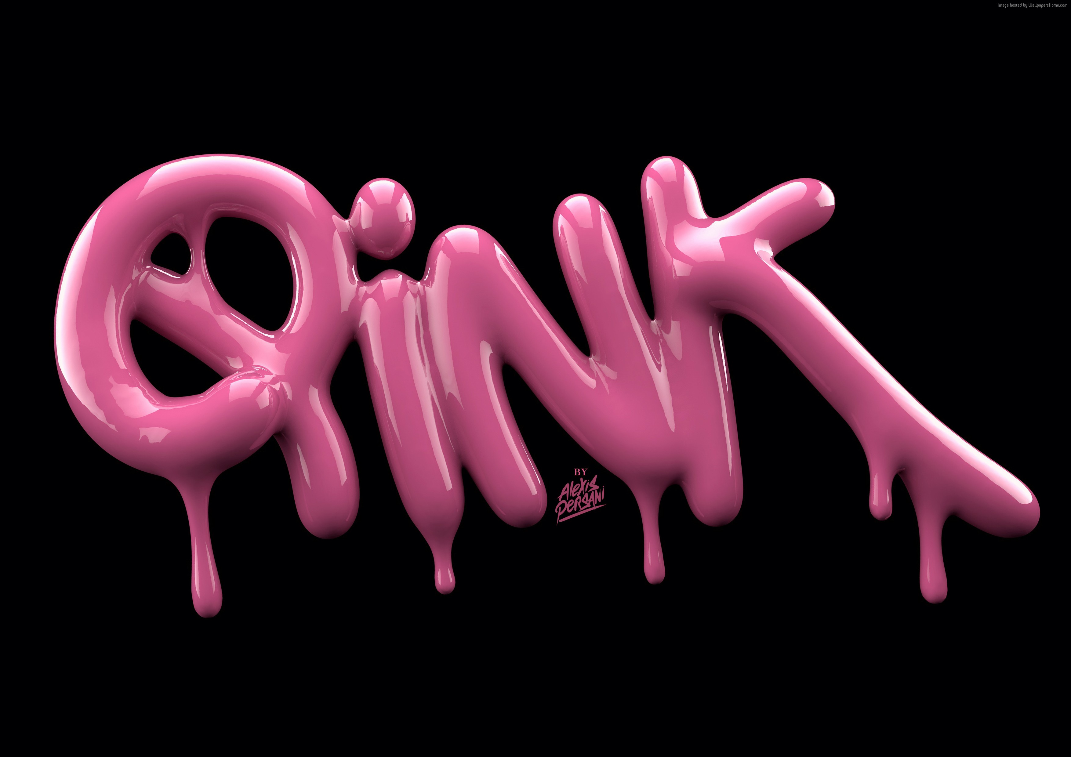 Pink 3D Typography HD Wallpaper