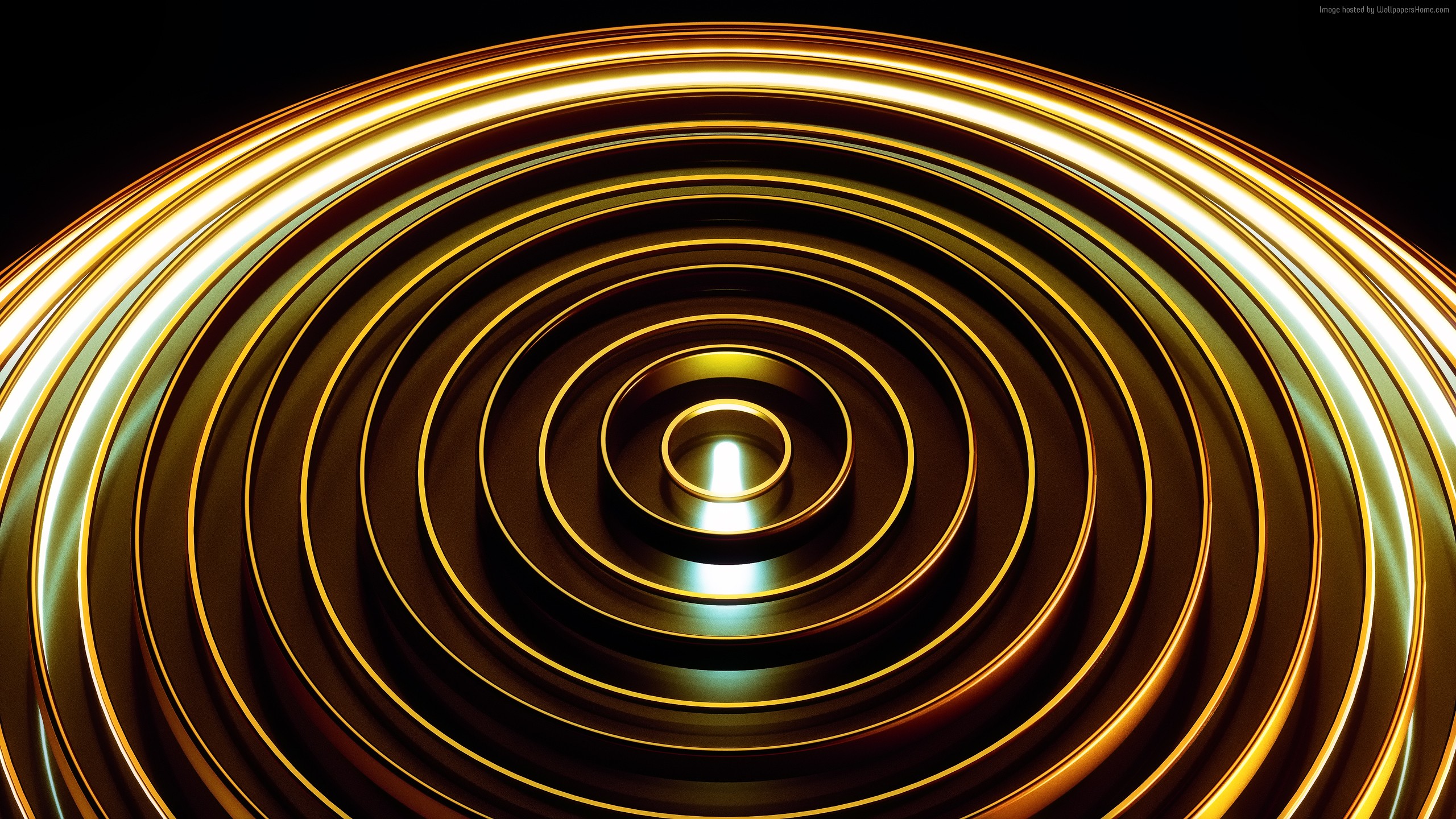 Abstract golden concentric circles HD Wallpaper
