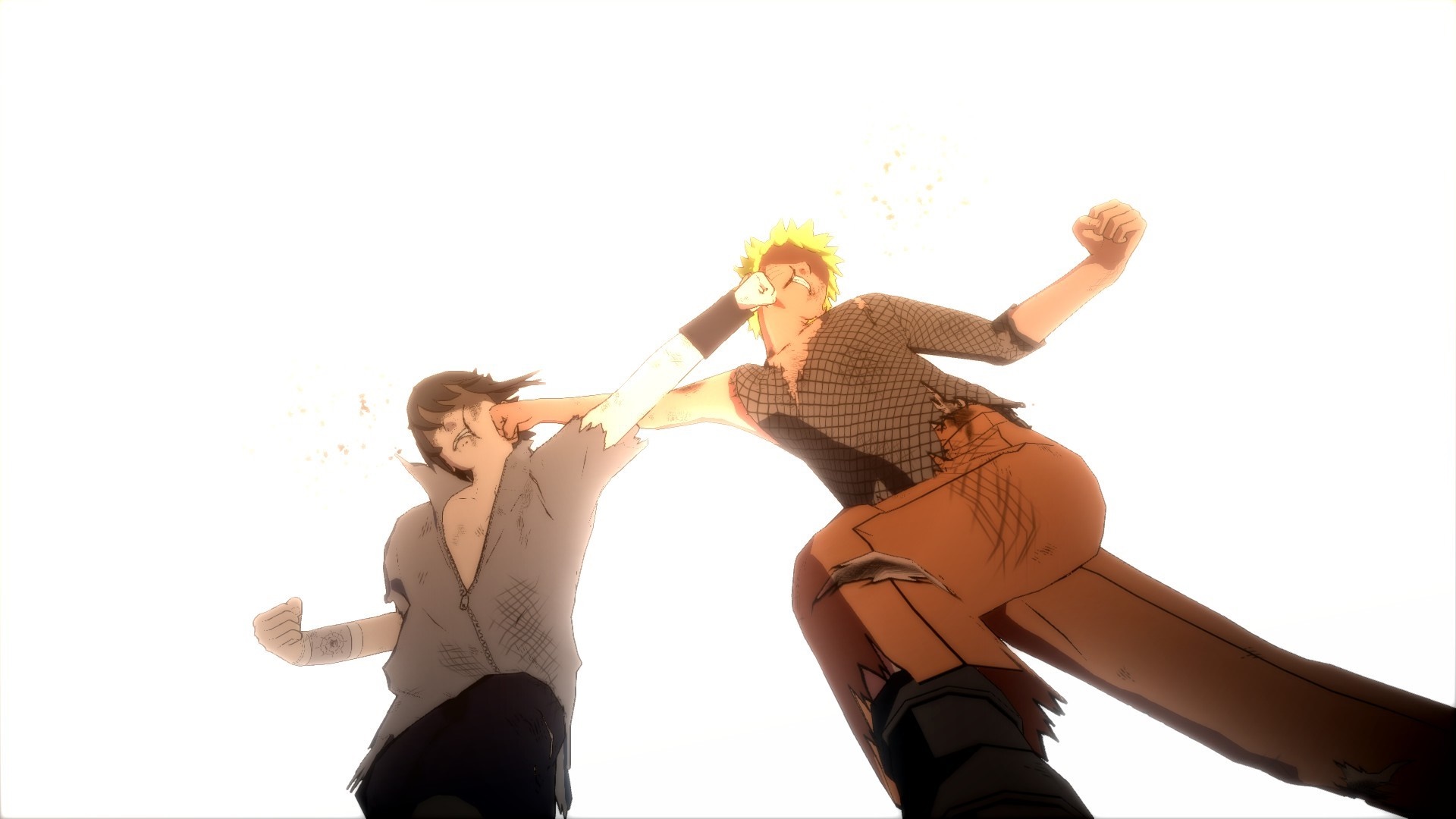 Naruto Shippuuden: Naruto Uzumaki punches Uchiha Sasuke HD Wallpaper