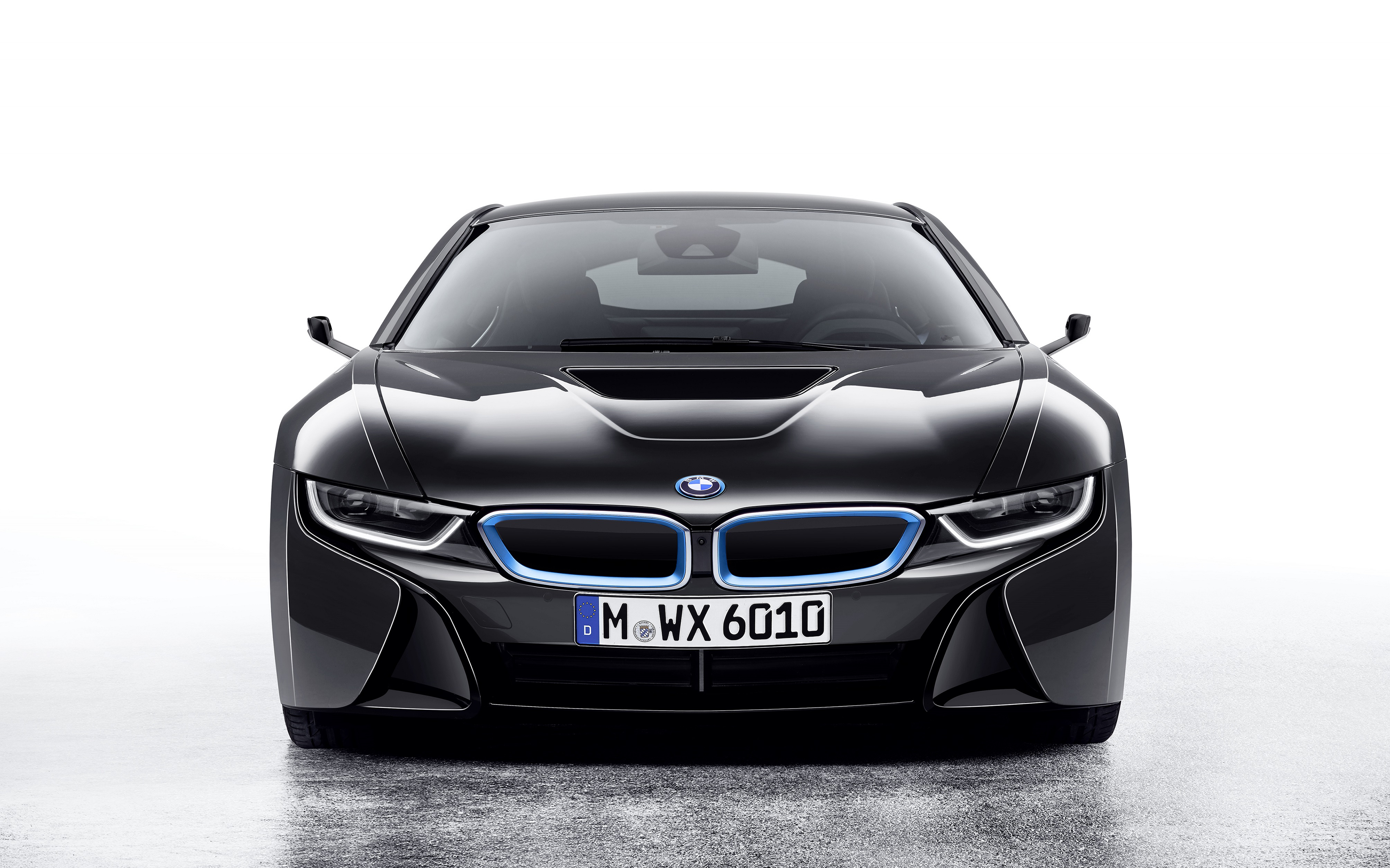 Black BMW i8 sports car with license plate M WX 6010 HD Wallpaper