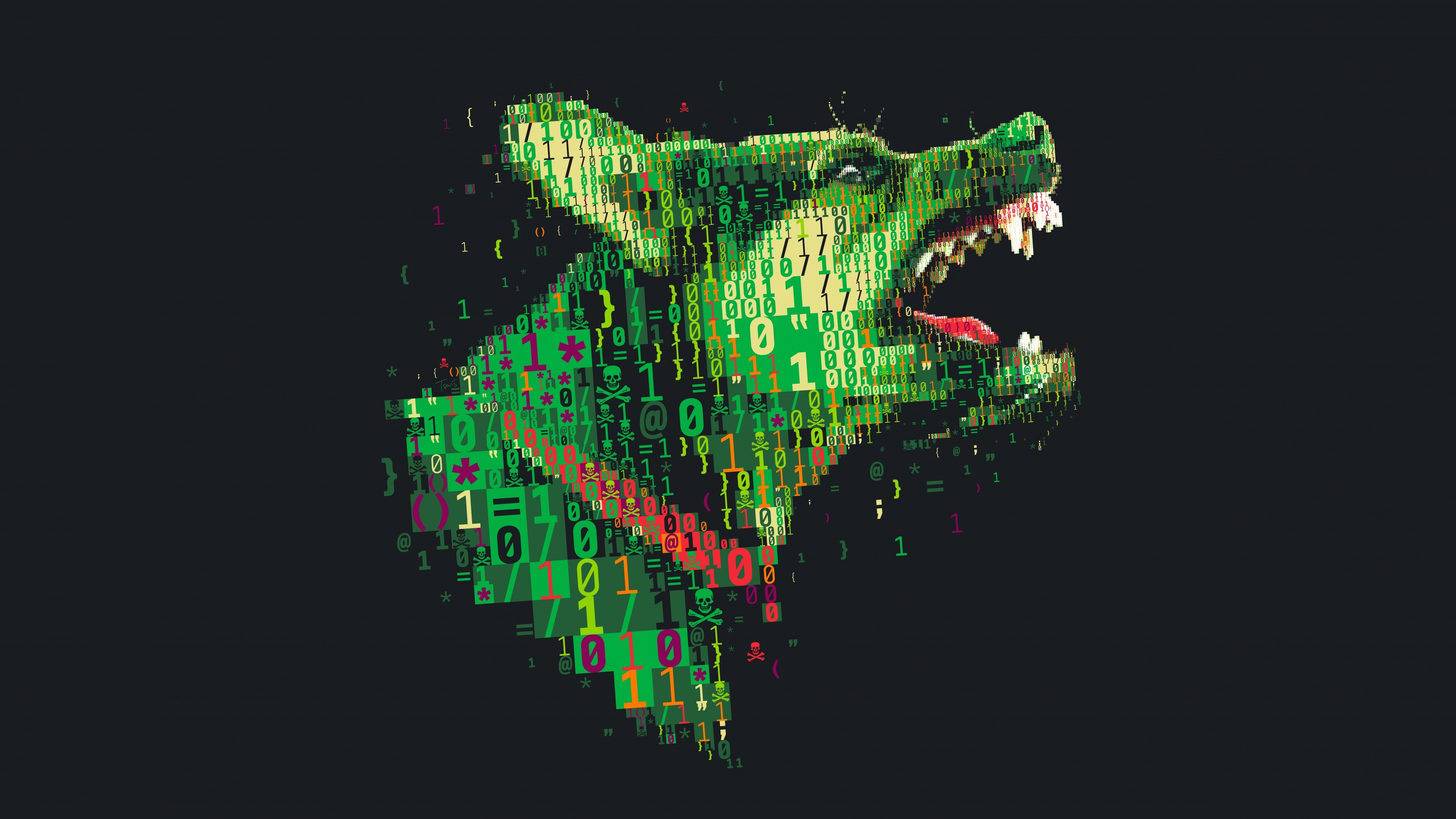 Digital dog made of code and symbols HD Wallpaper
