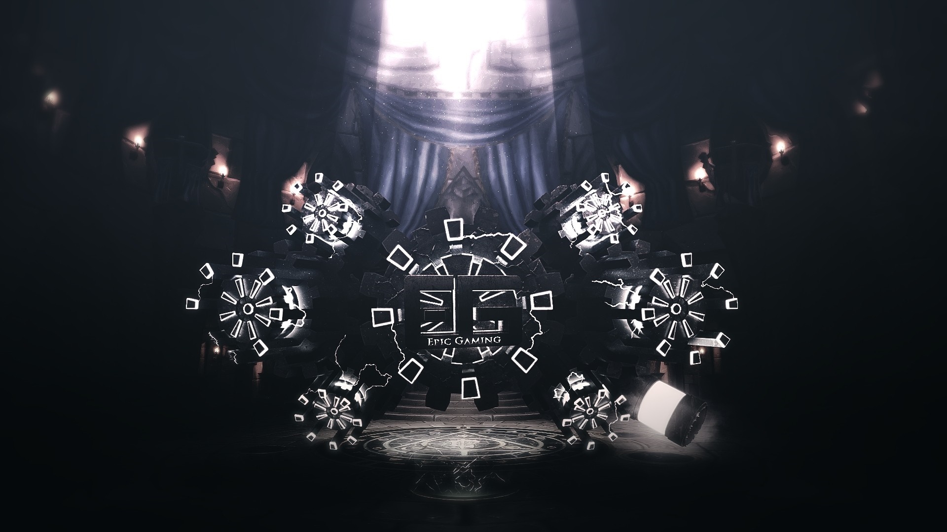Epic Gaming logo with glowing gears and lightning HD Wallpaper