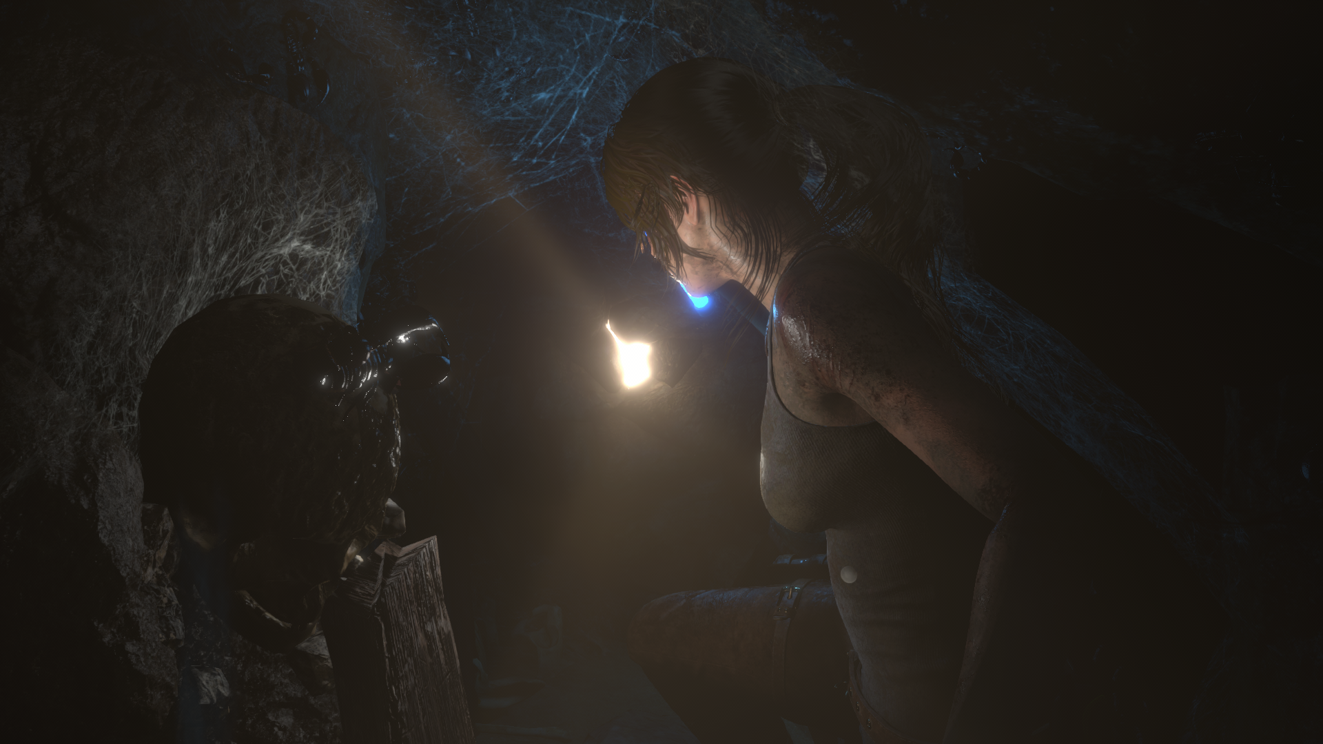 Lara Croft from Rise of the Tomb Raider in a cave HD Wallpaper