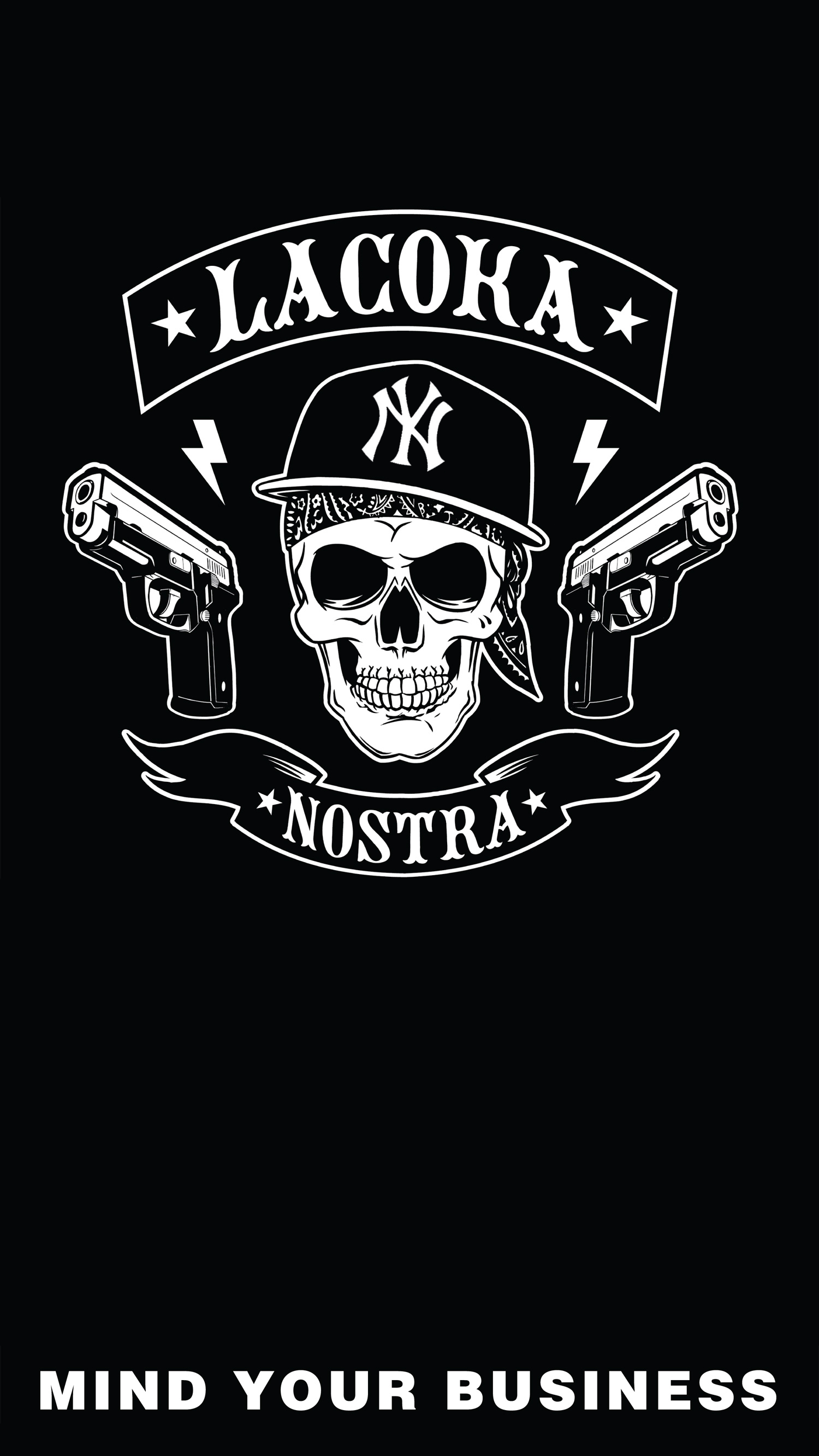 La Coka Nostra Skull with Guns Logo HD Wallpaper