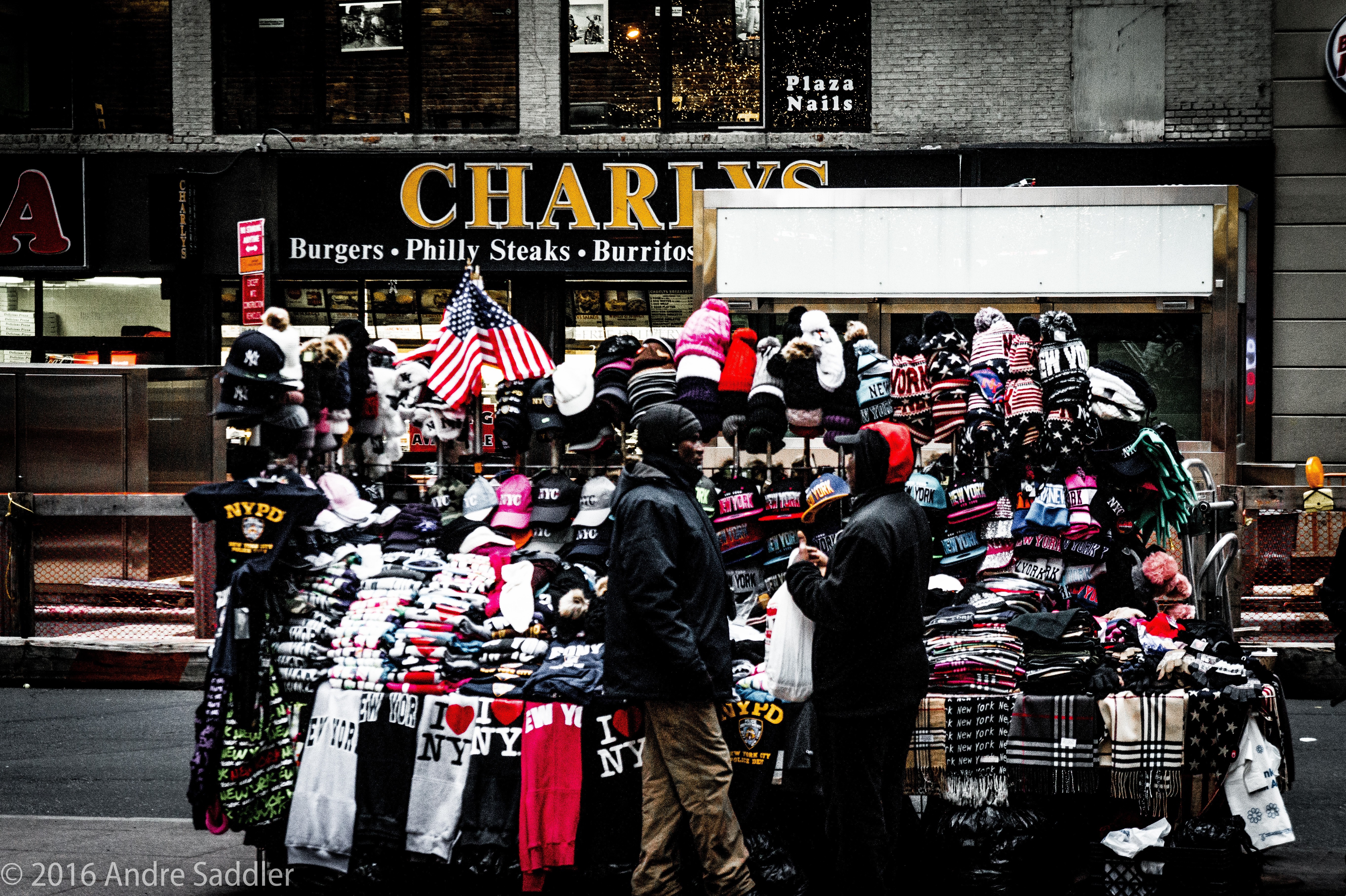 Street Vendor Selling NYPD and New York Merchandise HD Wallpaper