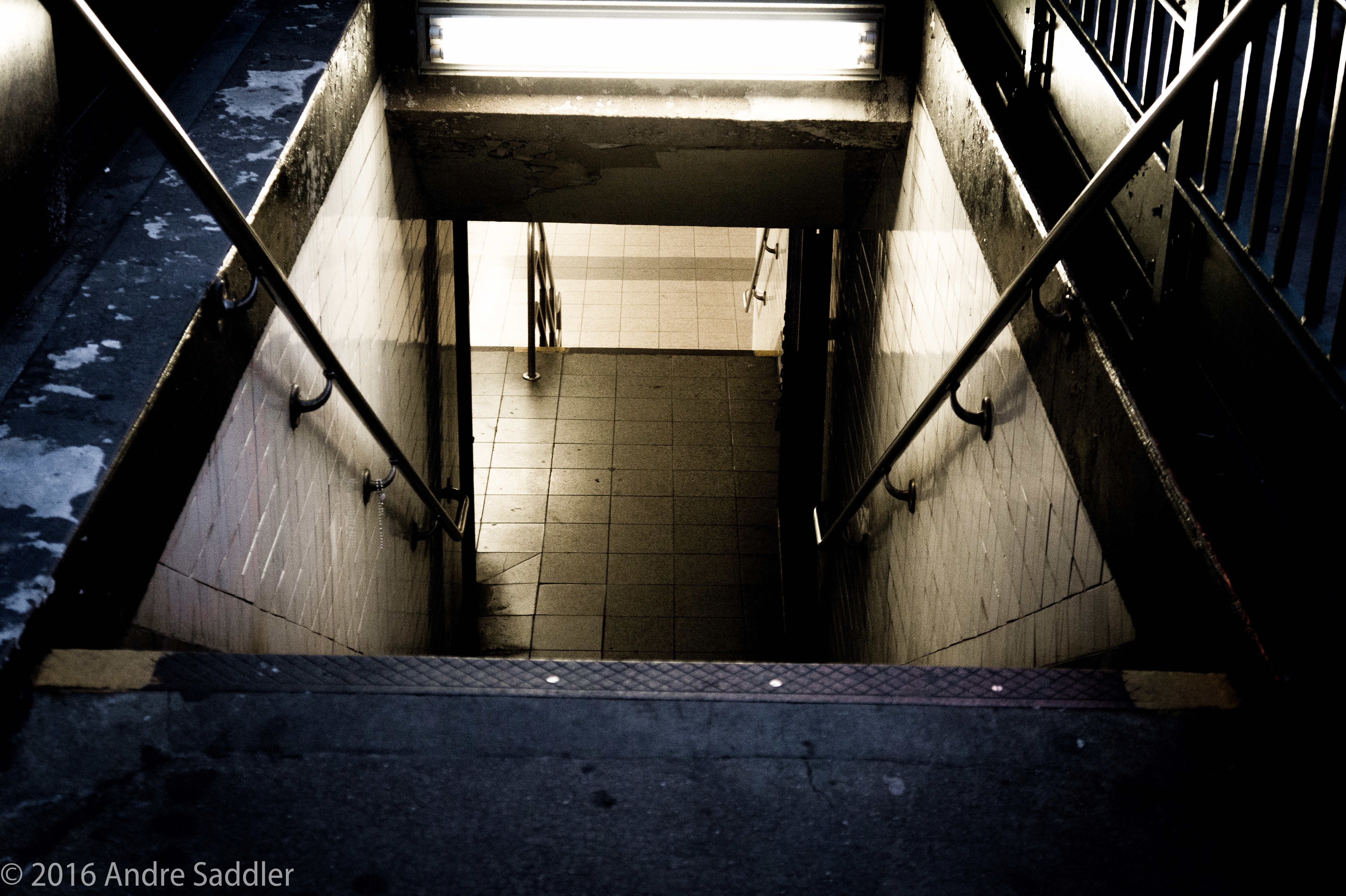 Subway stairs in New York City at night HD Wallpaper