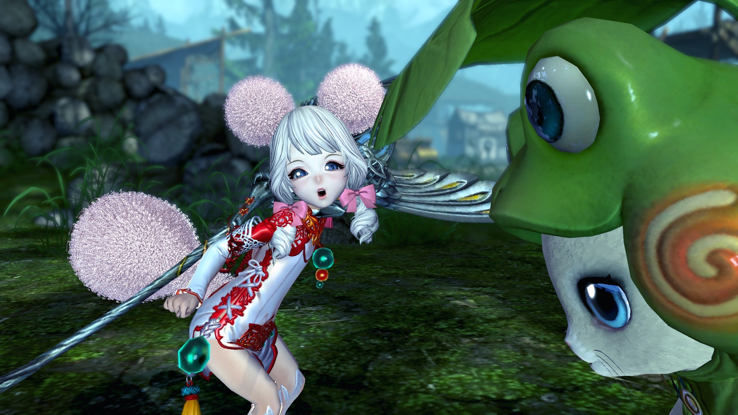Girl with fluffy ears and frog in Blade & Soul HD Wallpaper