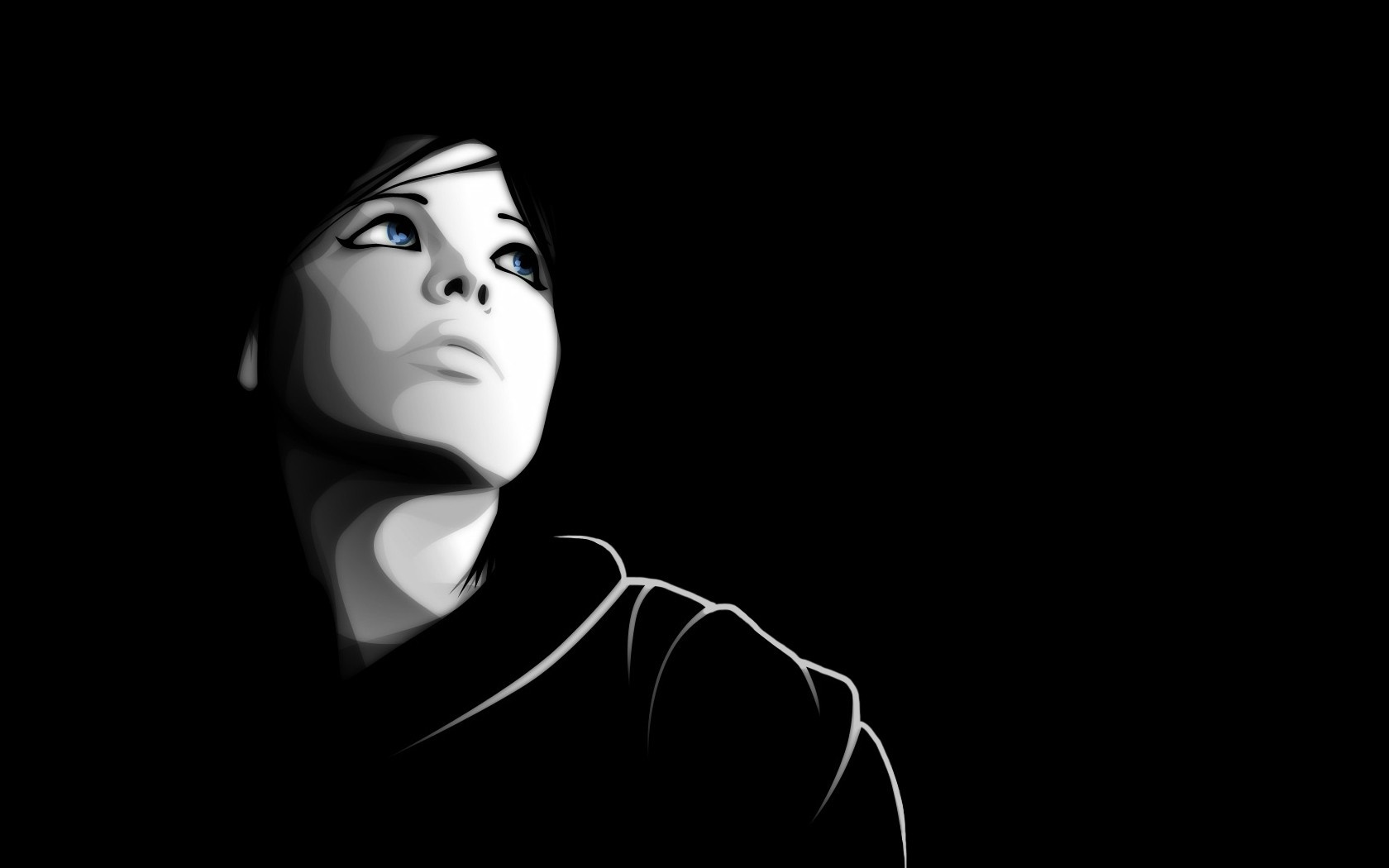 Illustration of a woman looking up HD Wallpaper