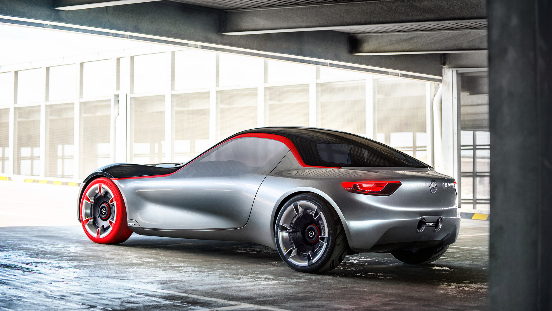 Opel GT concept car in a parking garage HD Wallpaper