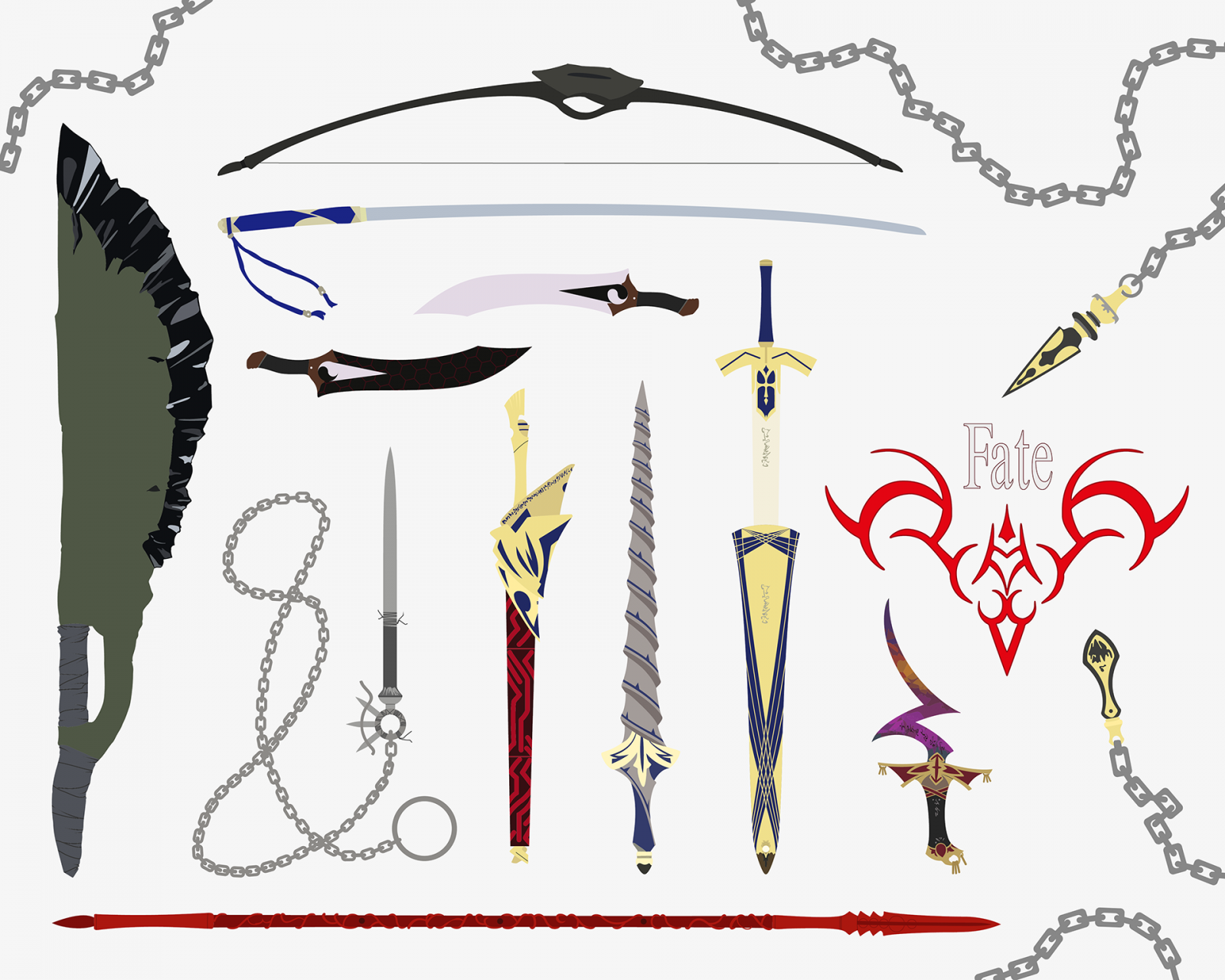 Various weapons from Fate series HD Wallpaper