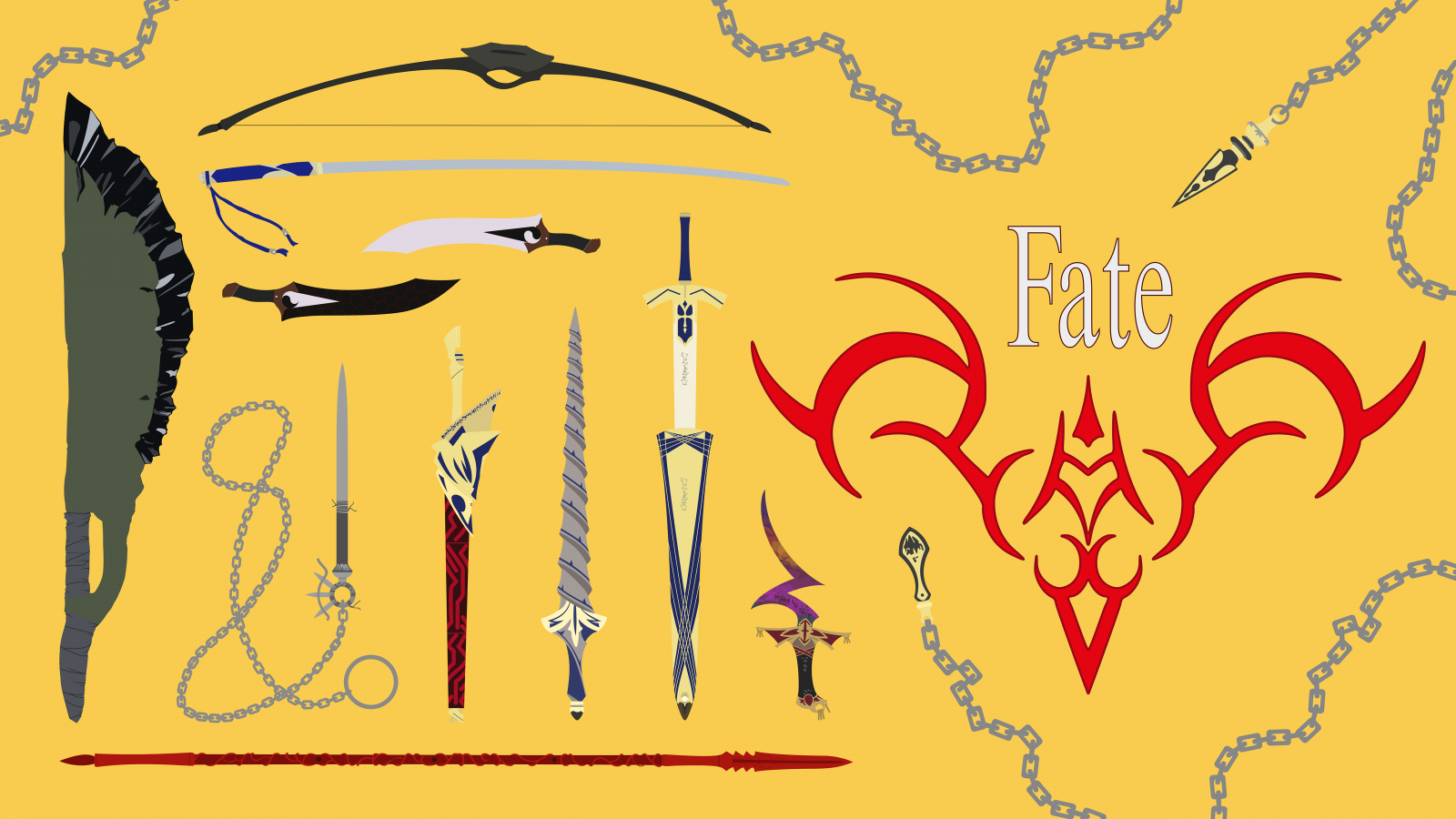Various weapons from the Fate series HD Wallpaper