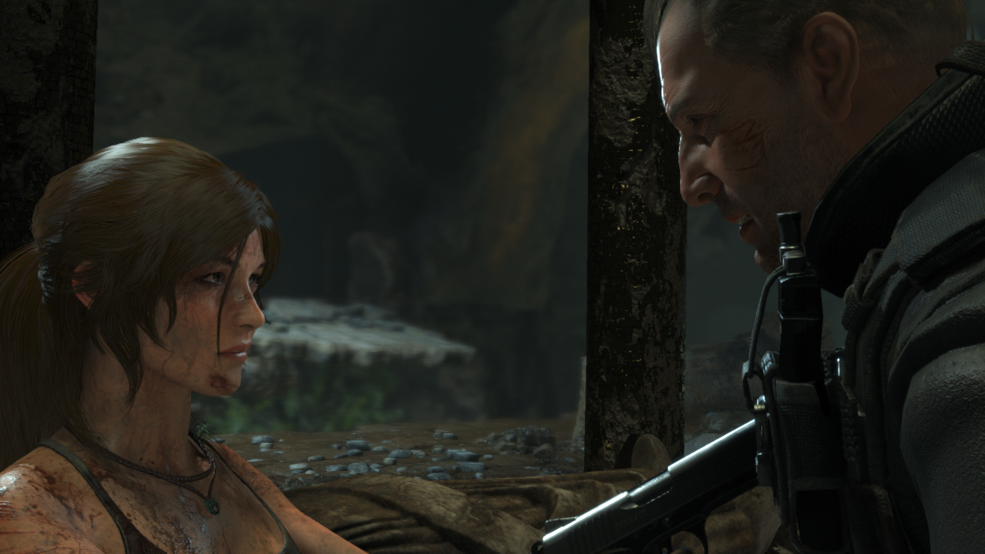 Lara Croft and soldier in Rise of the Tomb Raider HD Wallpaper