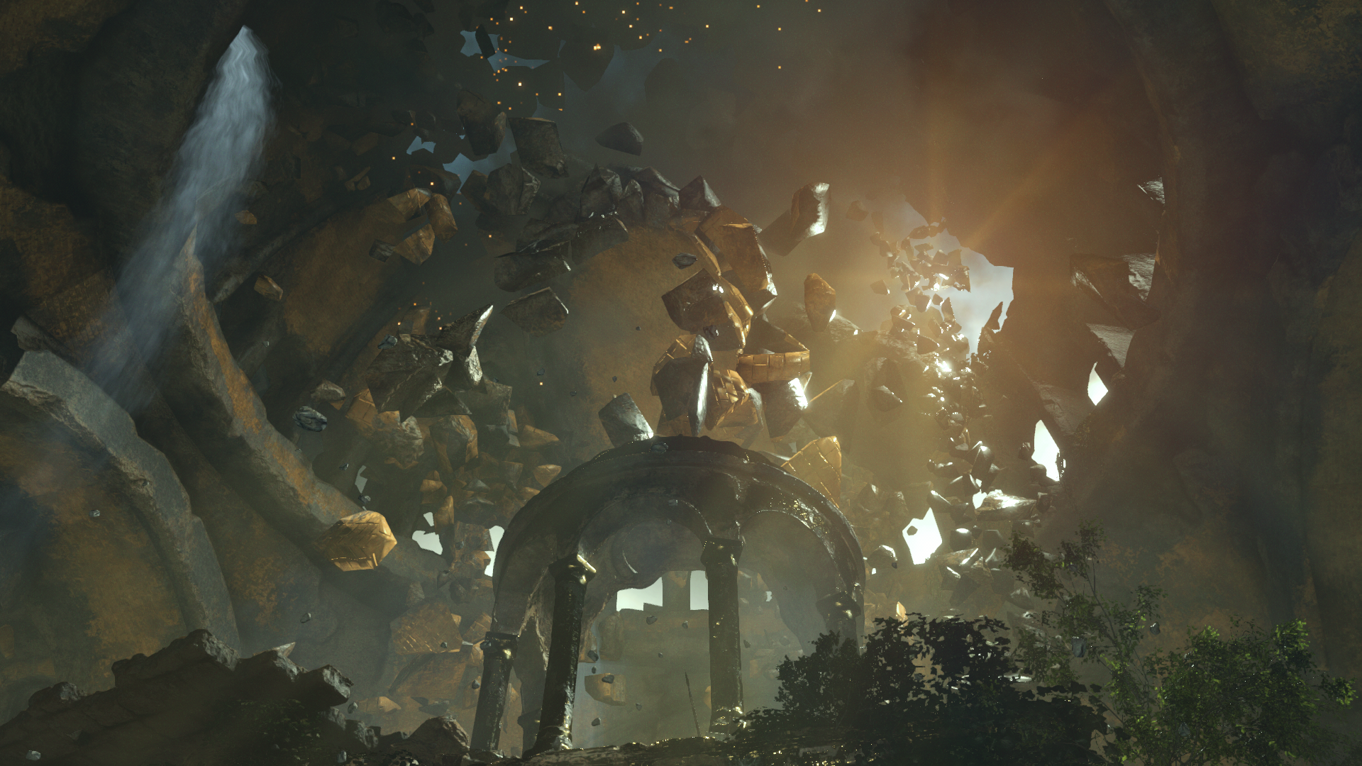 Tomb Raider screenshot of crumbling ruins with sunlight HD Wallpaper