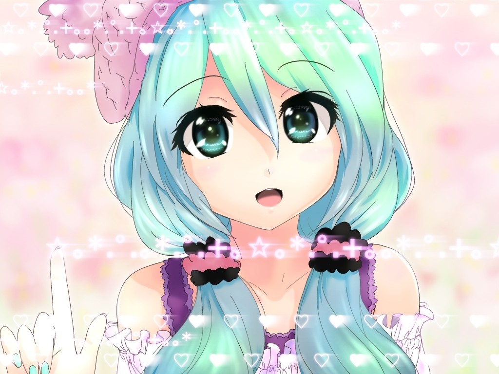 Hatsune Miku from Vocaloid with Aqua Hair HD Wallpaper