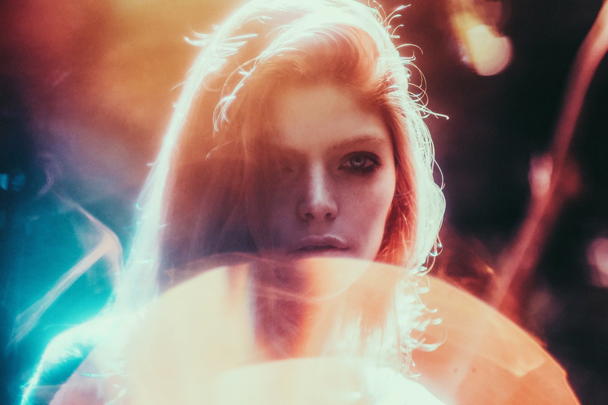 Woman with red hair and dramatic lighting HD Wallpaper