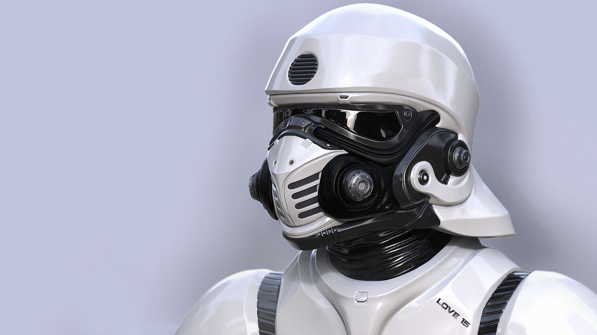 White futuristic stormtrooper helmet with mask HD Wallpaper