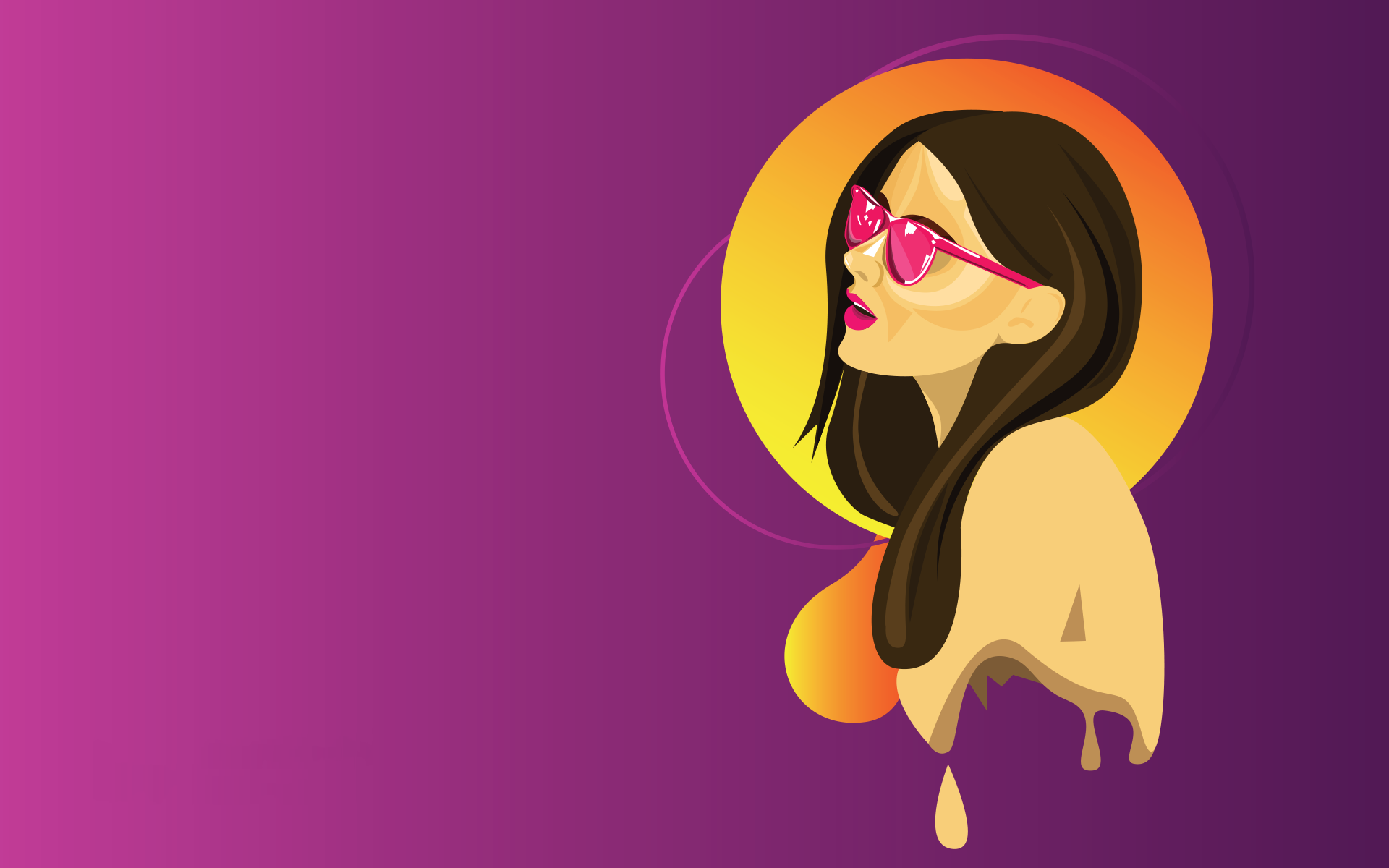 Illustration of a woman with pink sunglasses melting HD Wallpaper