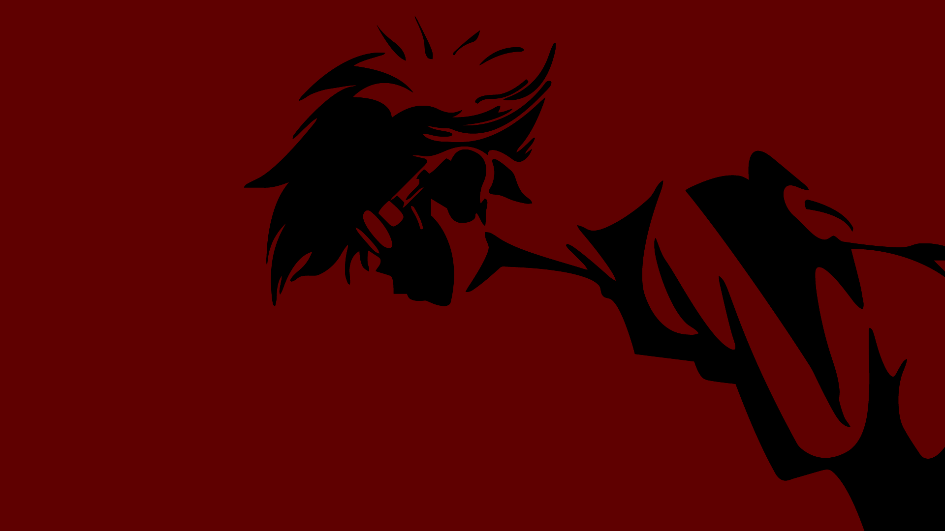 Silhouette of a character with spiky hair HD Wallpaper