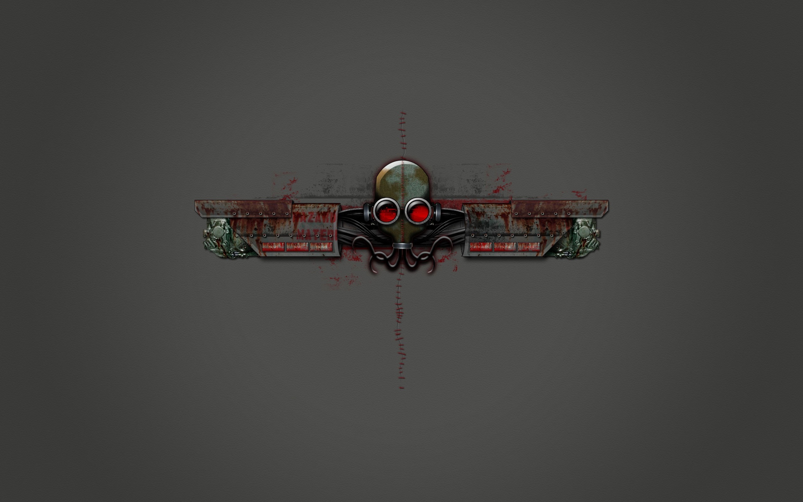 Steampunk gas mask with wings and blood splatters HD Wallpaper