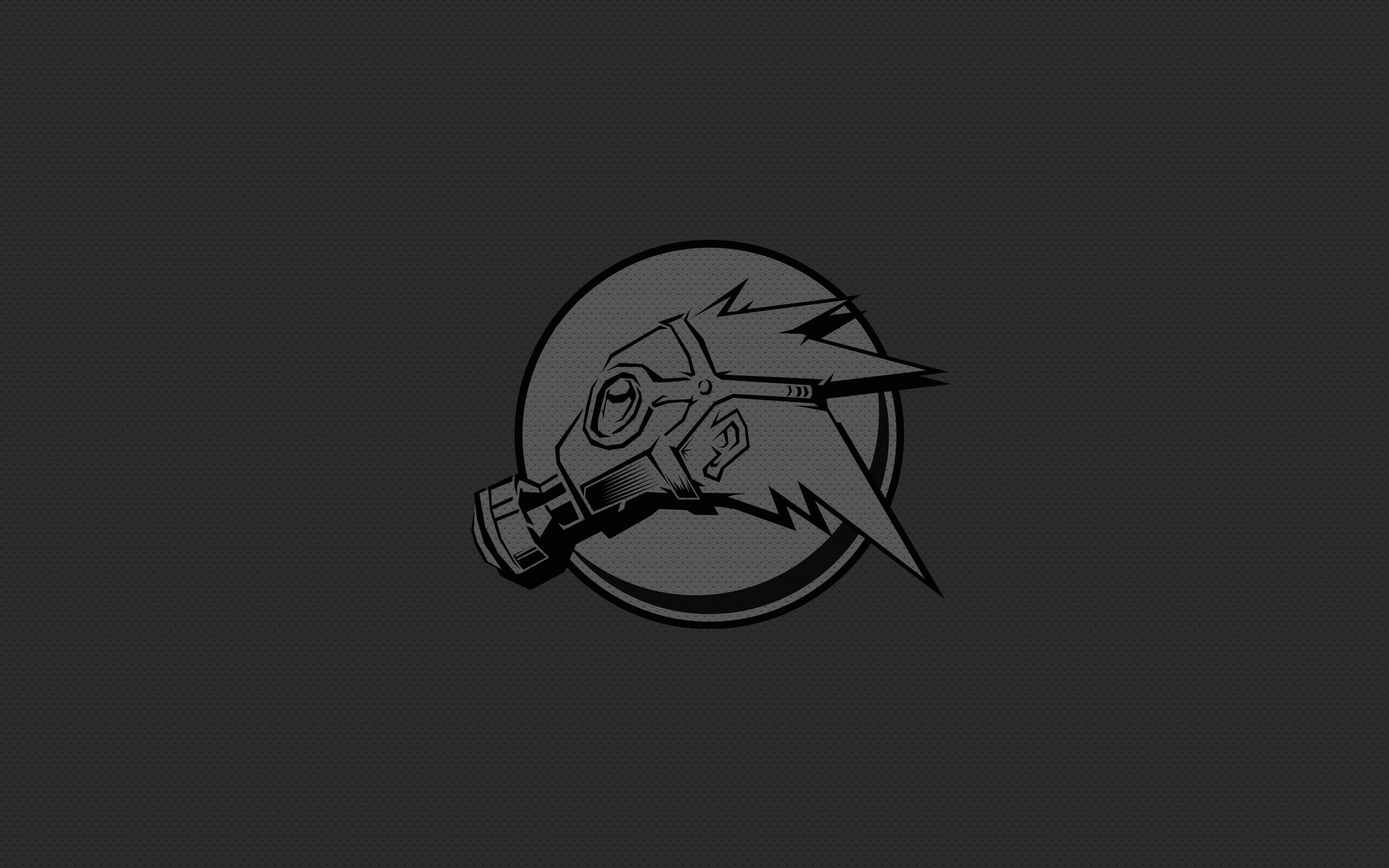 Monochrome logo of a gas mask with spiky hair HD Wallpaper