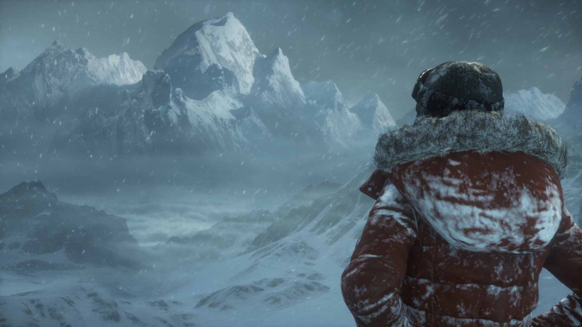 Lara Croft from Rise of the Tomb Raider in a snowy mountain landscape HD Wallpaper