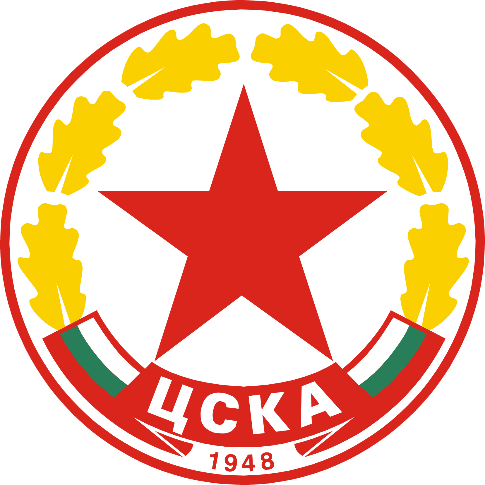 CSKA 1948 logo with red star and oak leaves HD Wallpaper