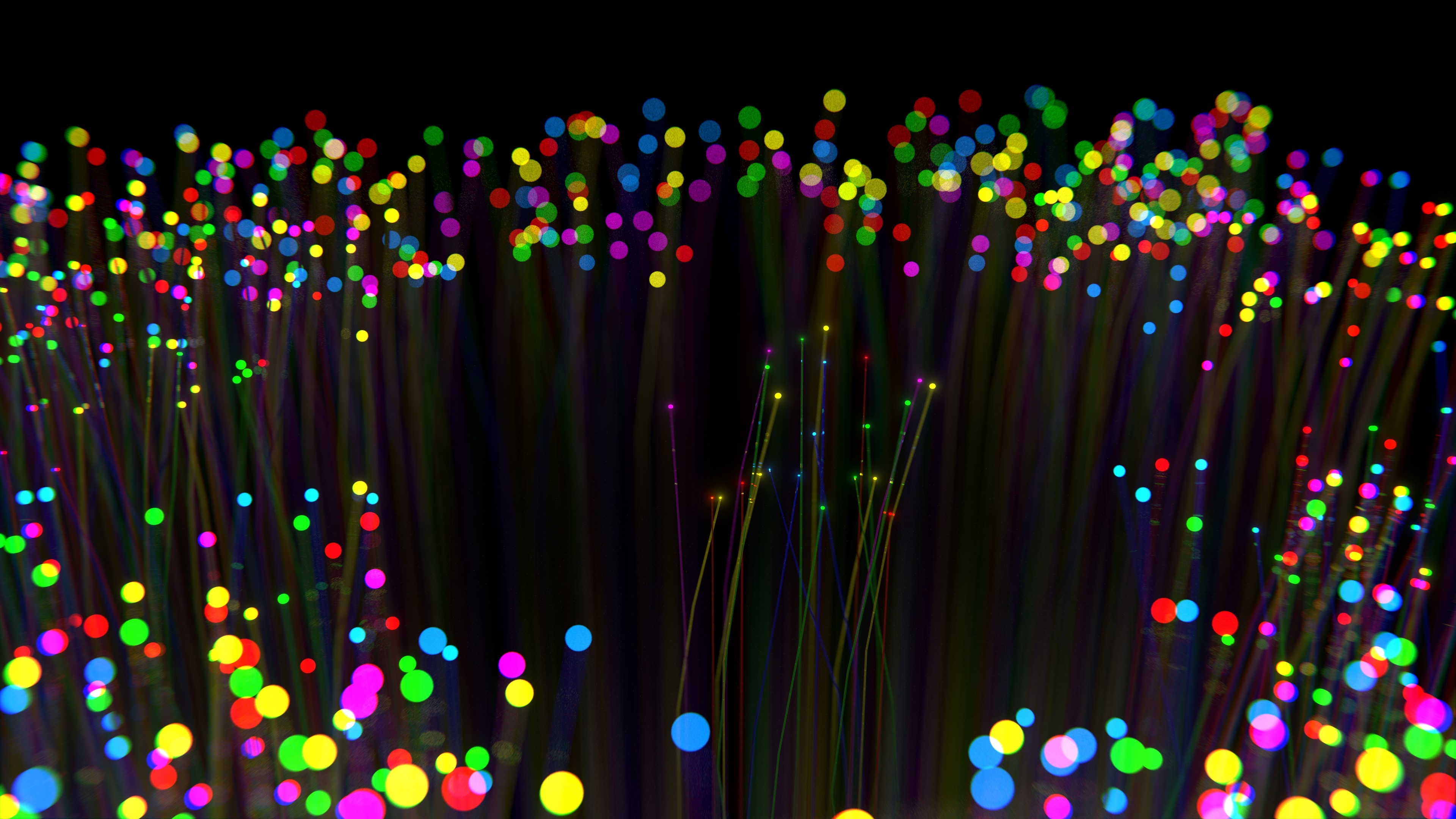 Colorful abstract bokeh lights on black background HD Wallpaper