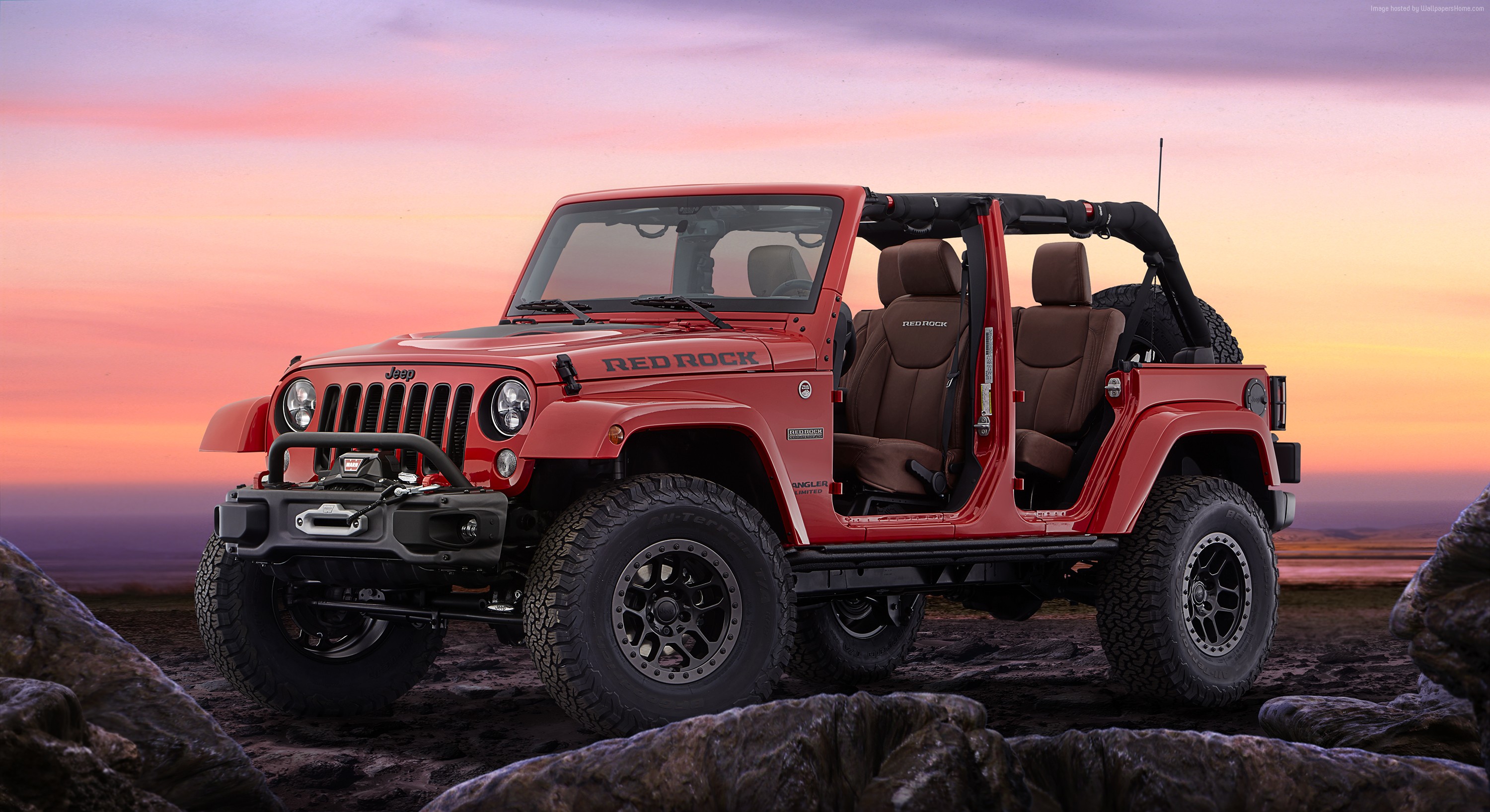 Red Jeep Red Rock Wrangler SUV HD Wallpaper