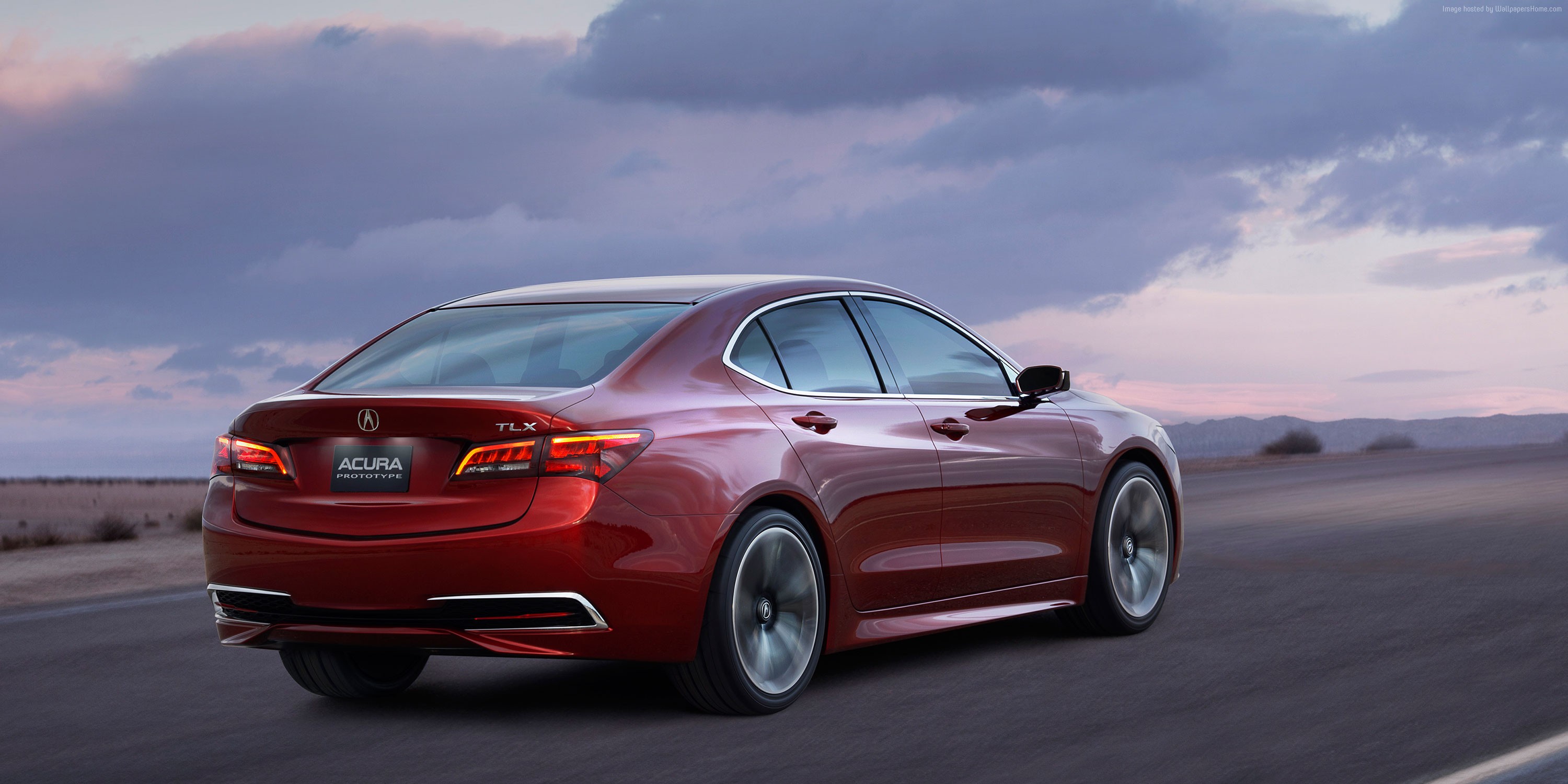 Red Acura TLX Prototype driving on a road HD Wallpaper