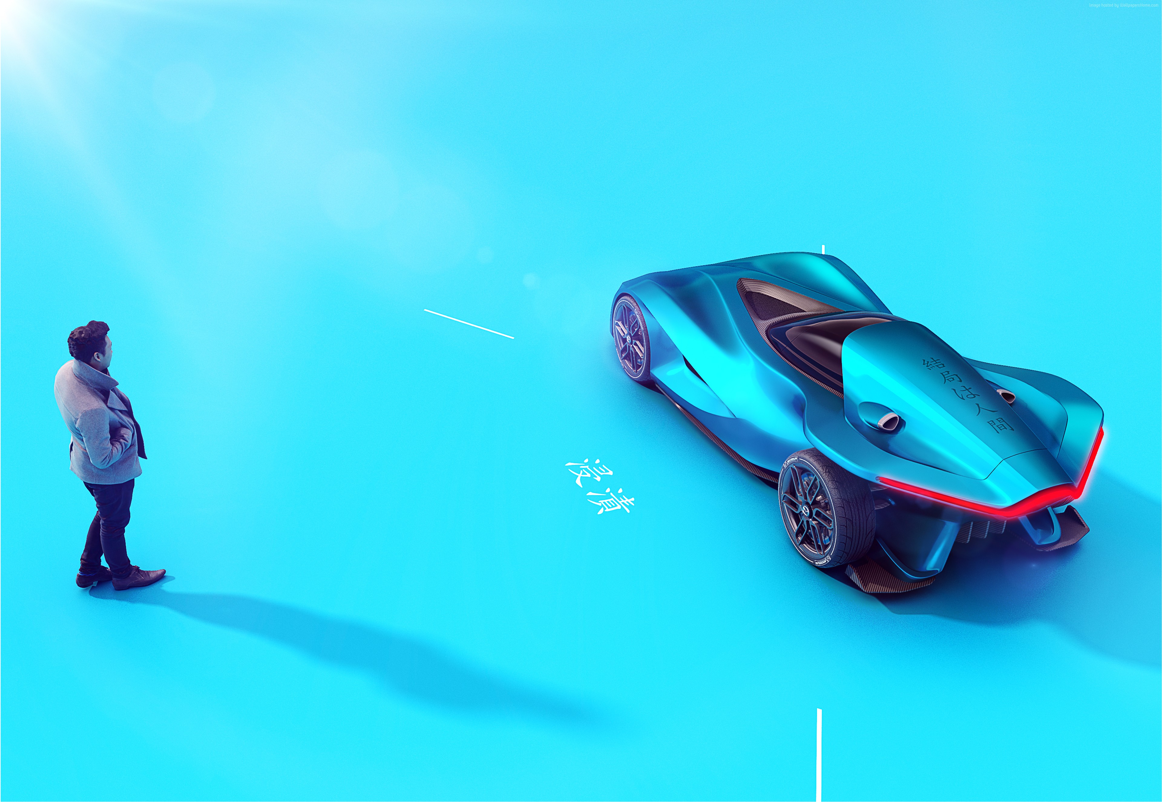 Mazda Shinshi concept car on blue background HD Wallpaper
