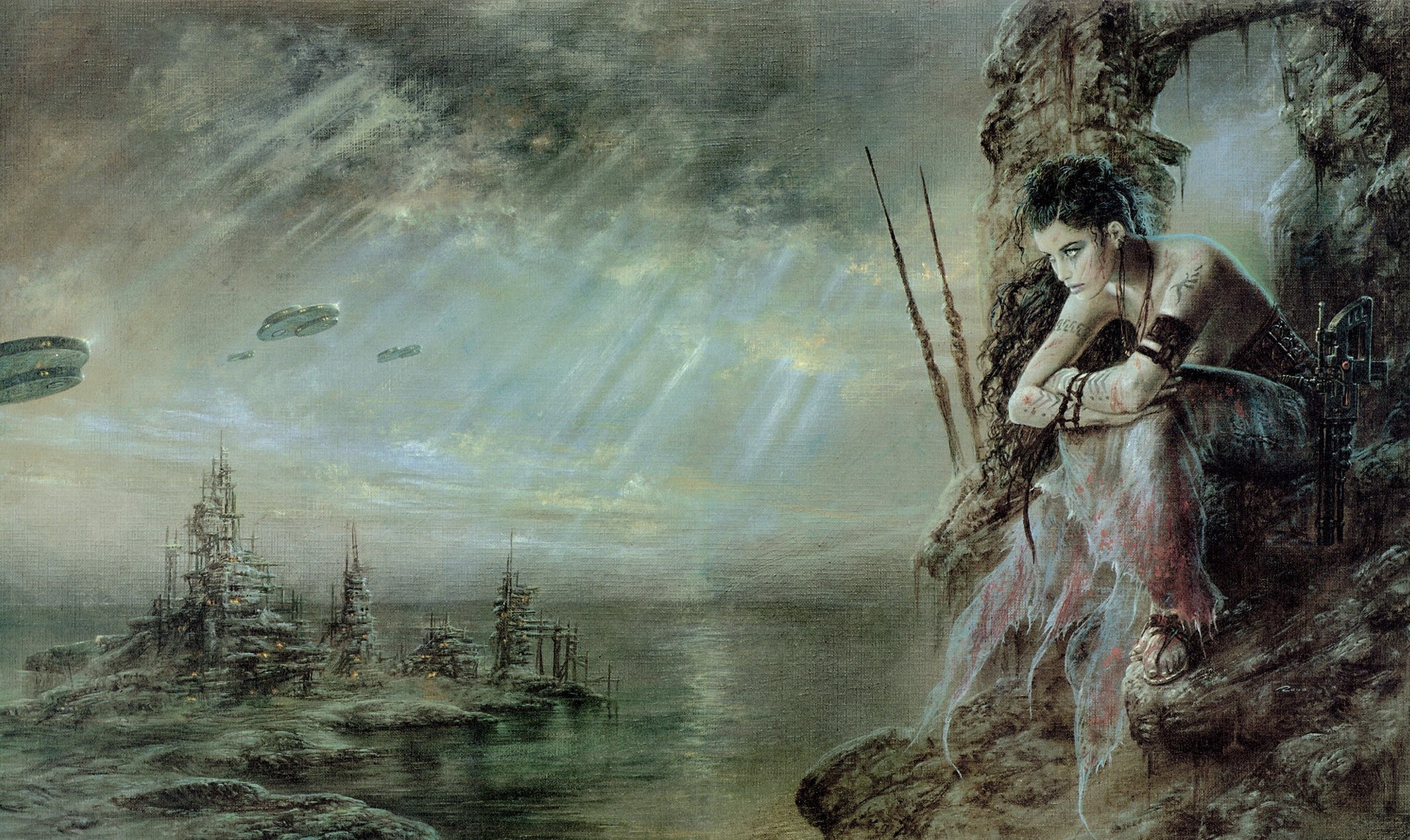 Fantasy art of a woman by Luis Royo HD Wallpaper