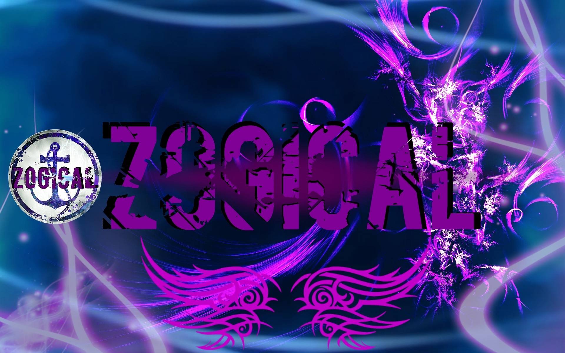 ZOGICAL logo with anchor and abstract purple design HD Wallpaper