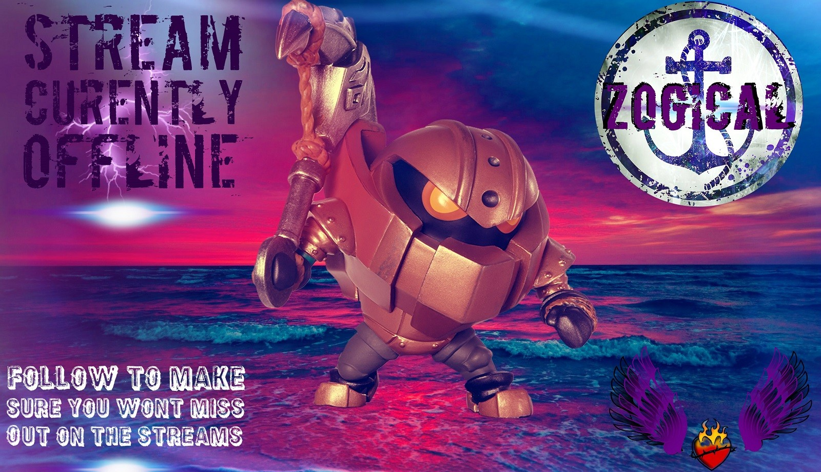 Stream Offline Graphic with Character and Logo HD Wallpaper