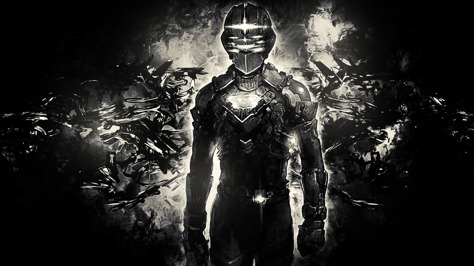 Isaac Clarke from Dead Space in monochrome HD Wallpaper