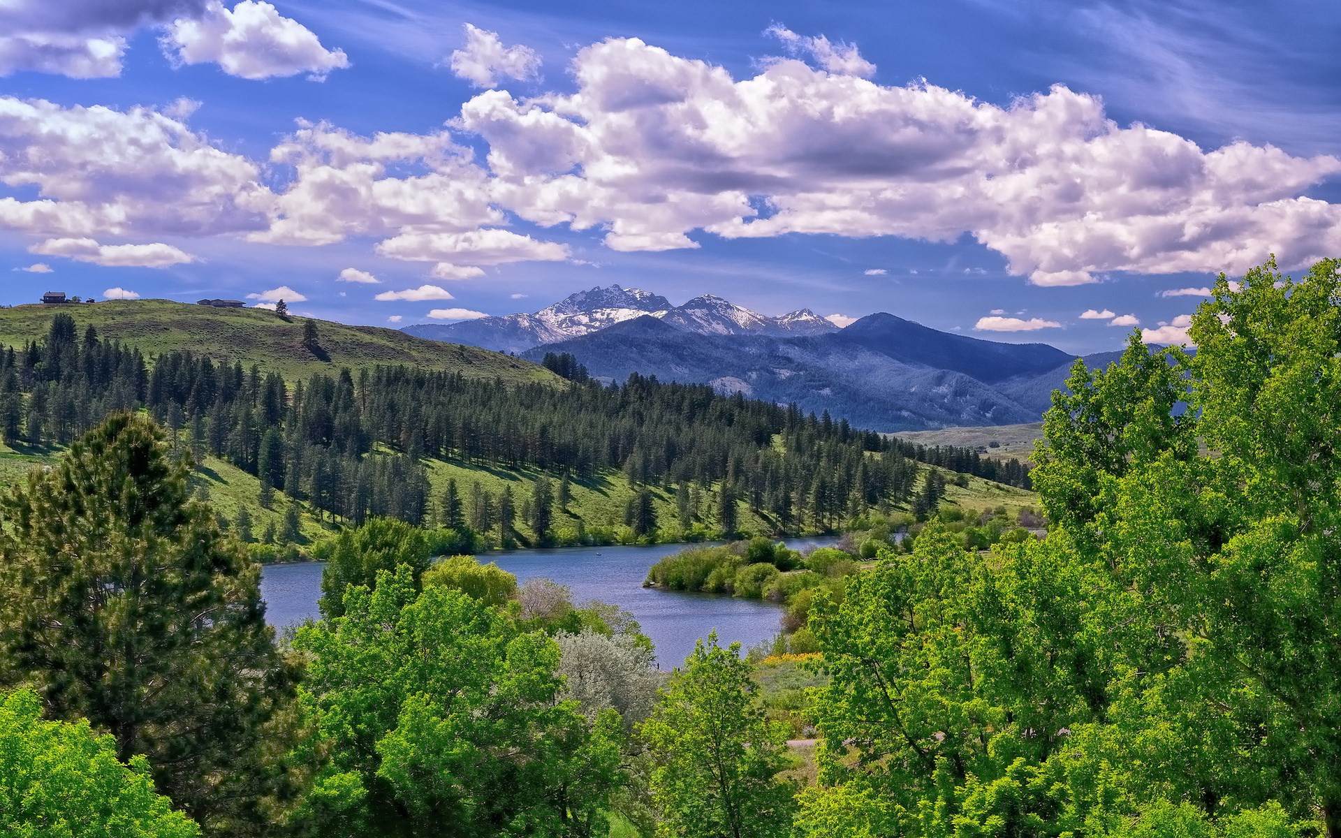 Mountain Range and Lake Landscape HD Wallpaper