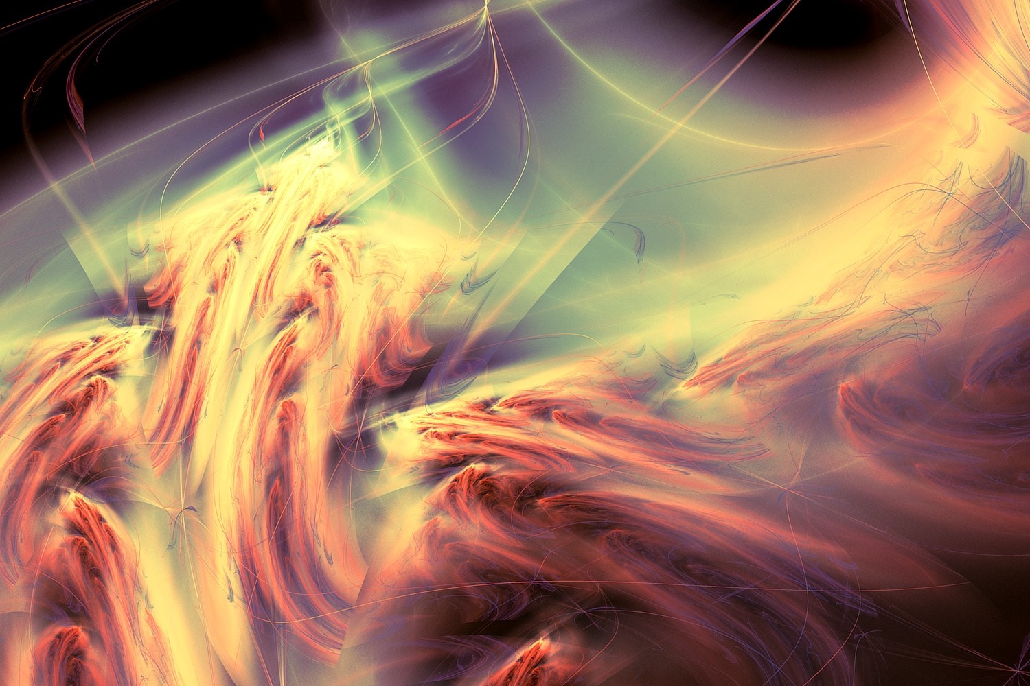 Abstract fractal art with fiery and ethereal elements HD Wallpaper