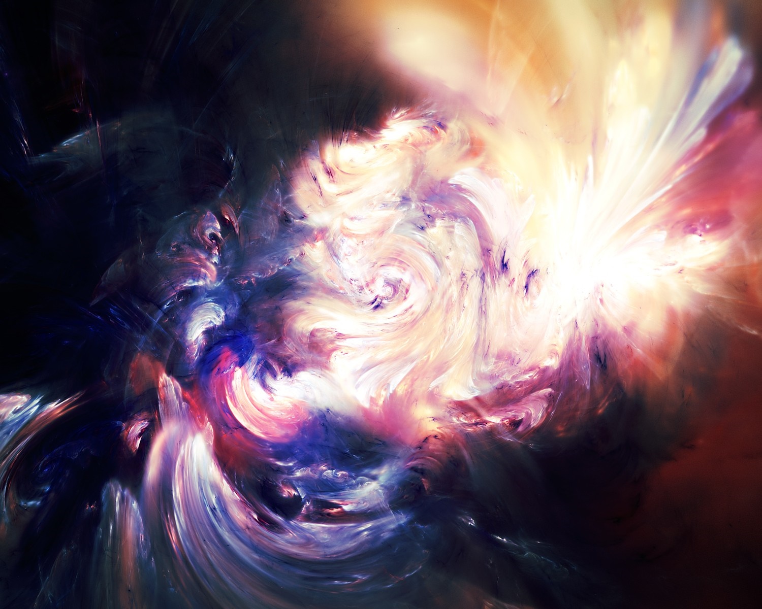 Abstract fractal art of a colorful nebula in space HD Wallpaper