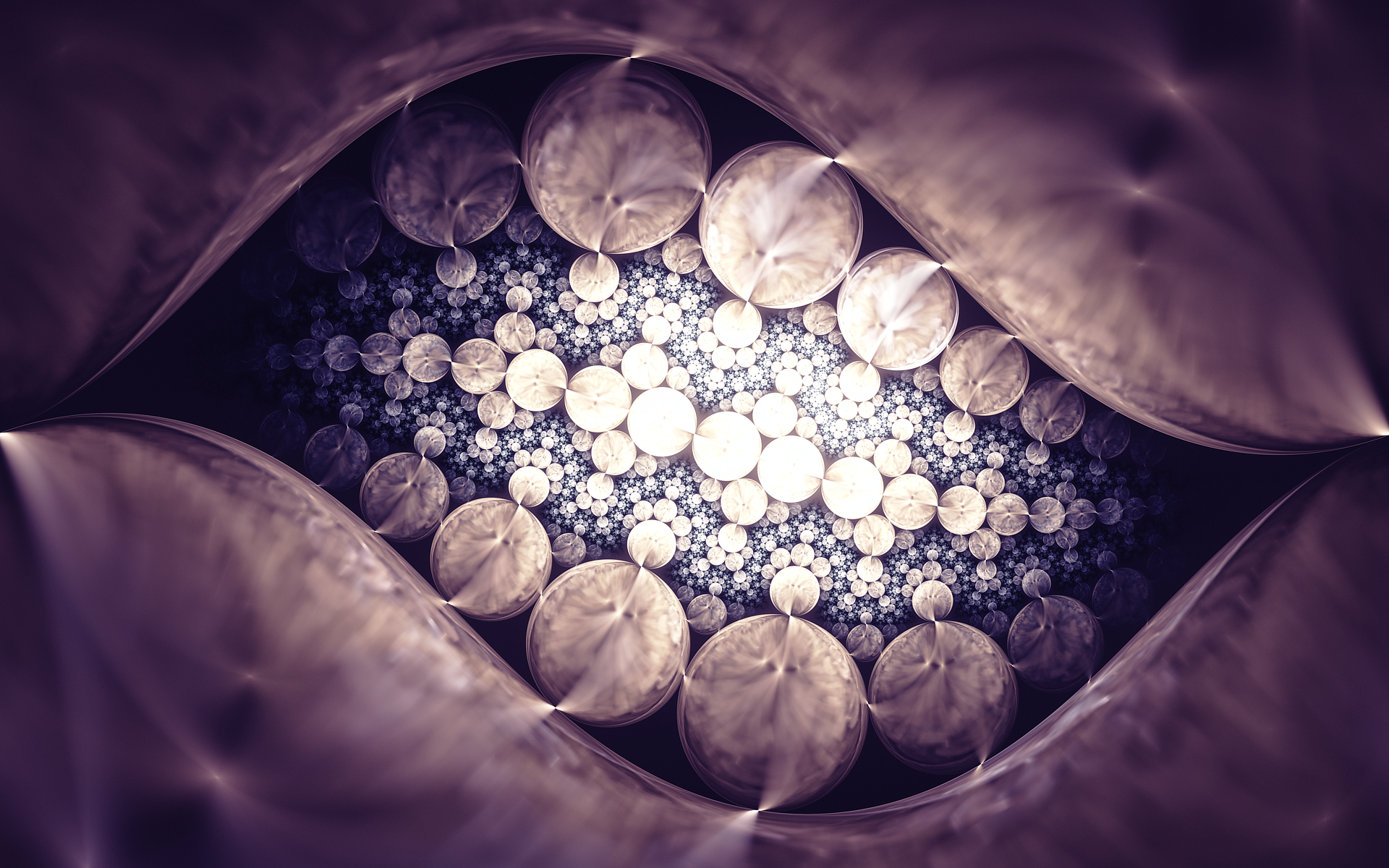 Abstract fractal art with circles and purple hues HD Wallpaper