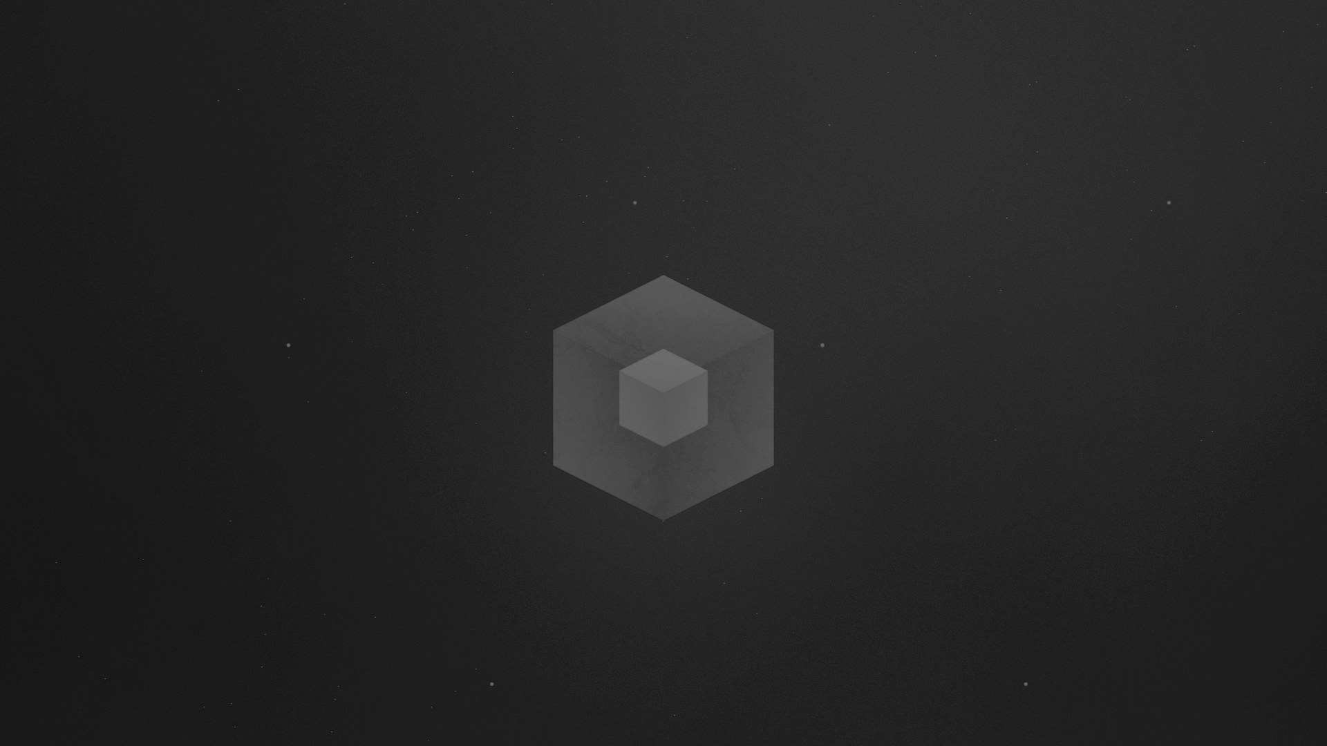 Abstract monochrome cube logo on dark background HD Wallpaper
