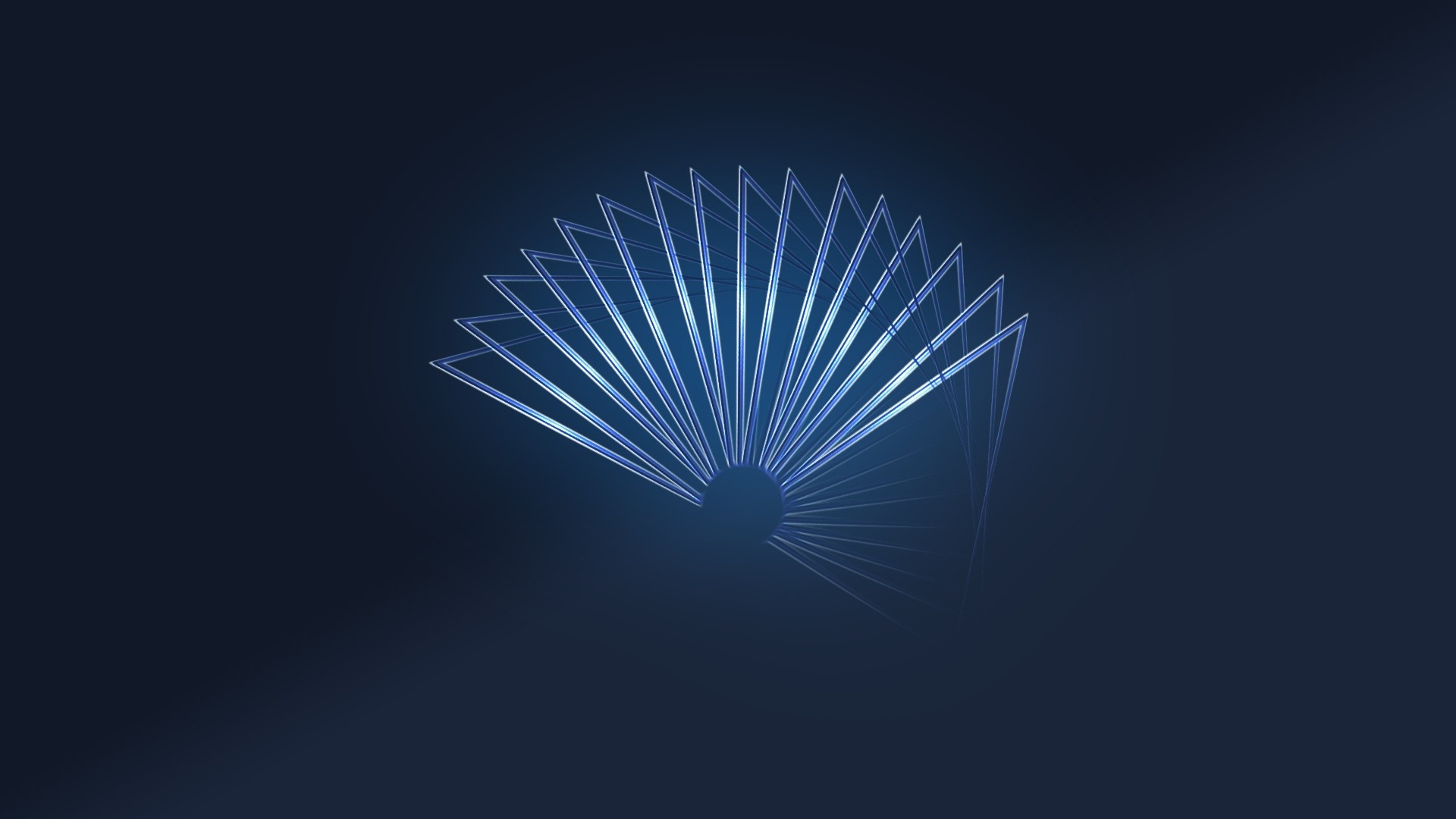 Abstract blue geometric fan shape with light effects HD Wallpaper