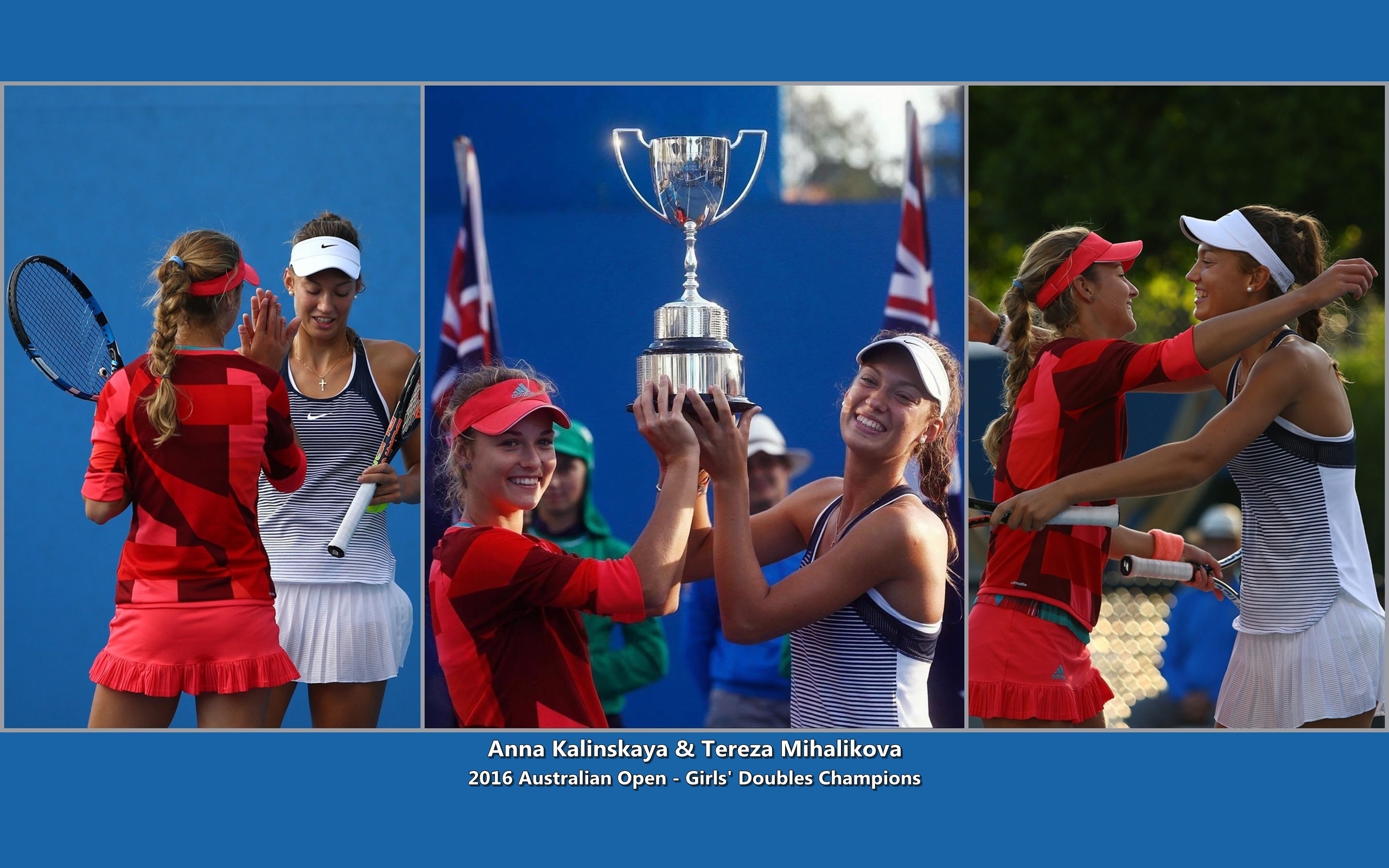 Anna Kalinskaya and Tereza Mihalikova 2016 Australian Open Girls' Doubles Champions HD Wallpaper
