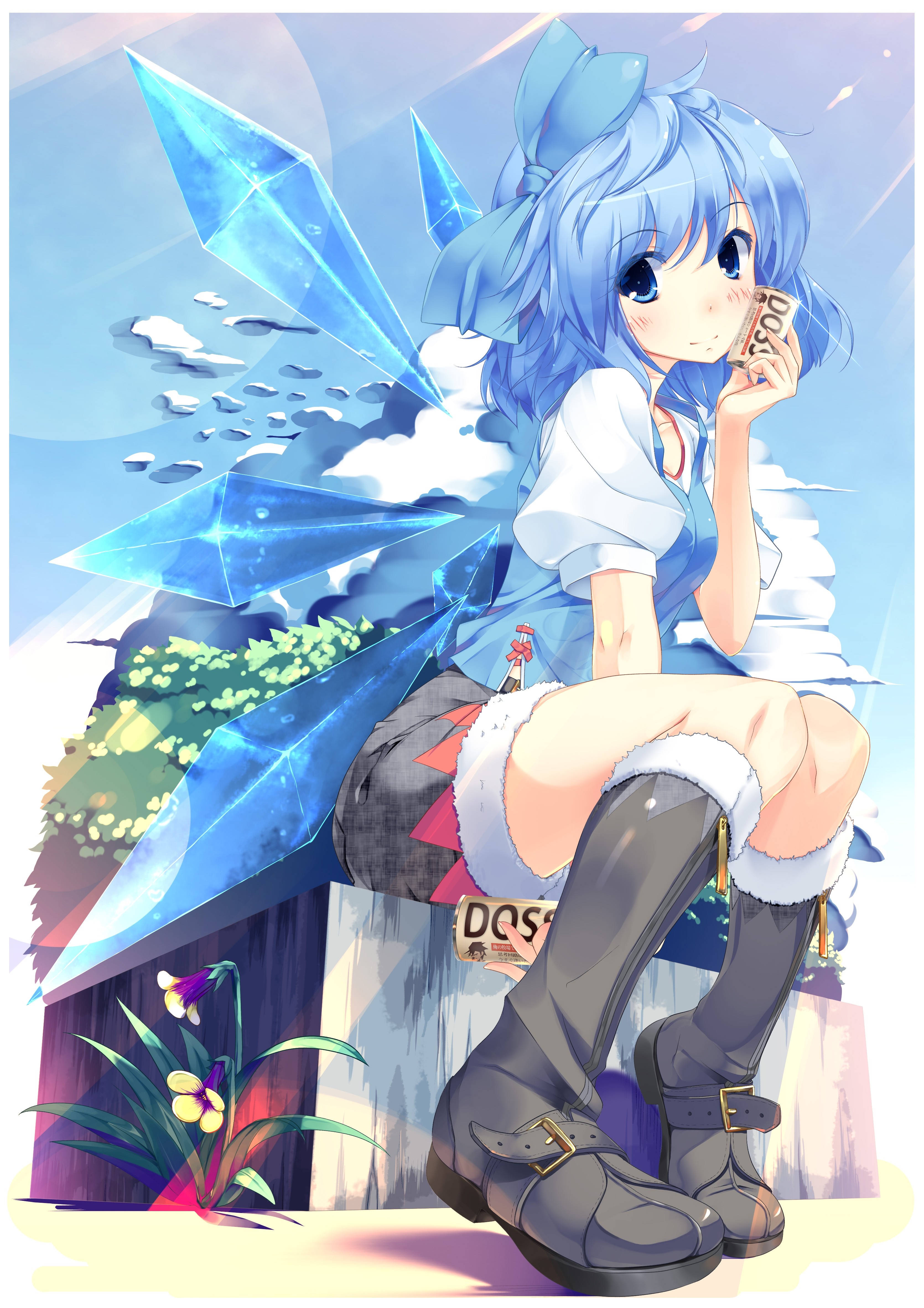 Cirno from Touhou Project with ice wings HD Wallpaper