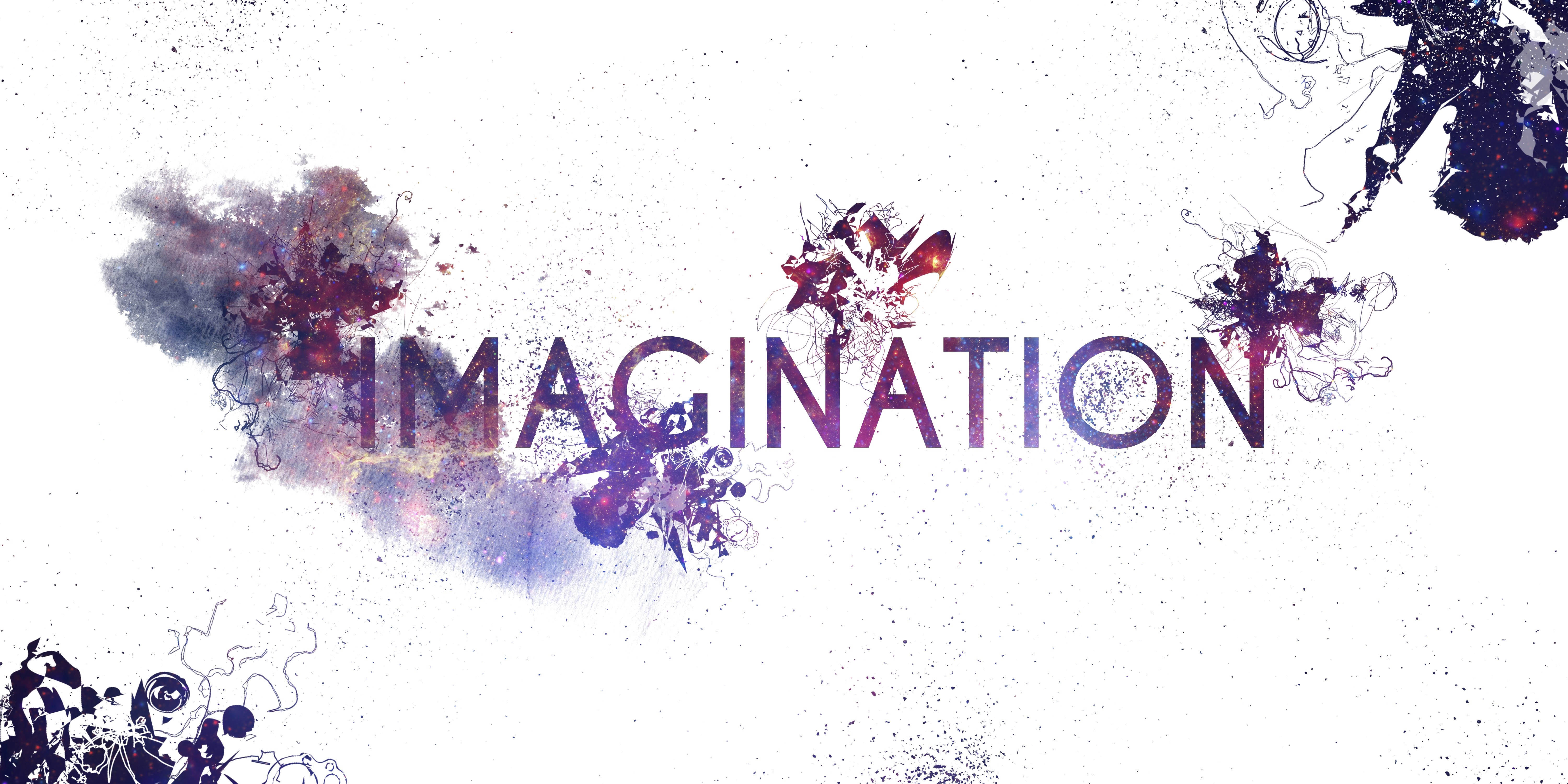 IMAGINATION text with abstract colorful elements HD Wallpaper