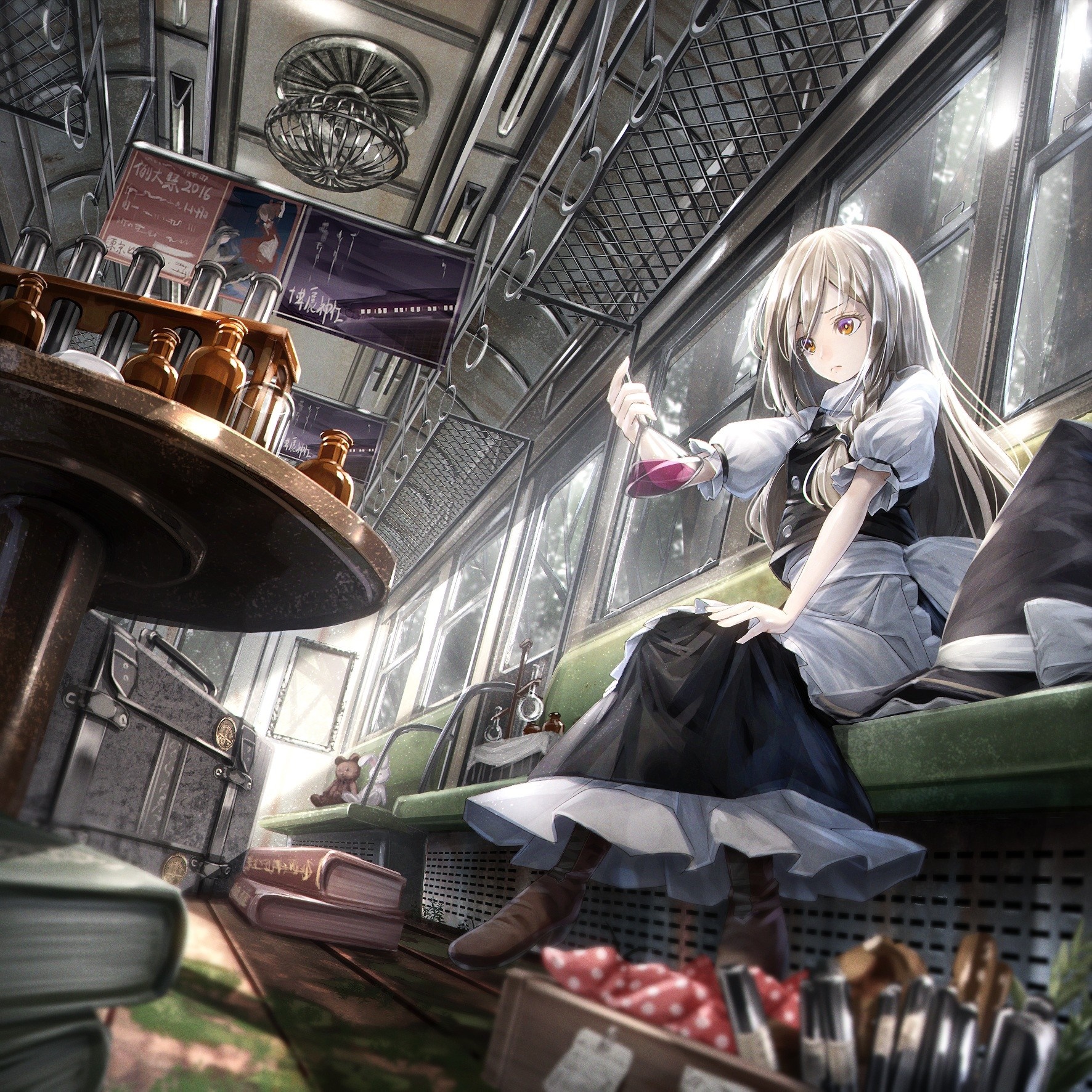 Kirisame Marisa from Touhou on a train HD Wallpaper