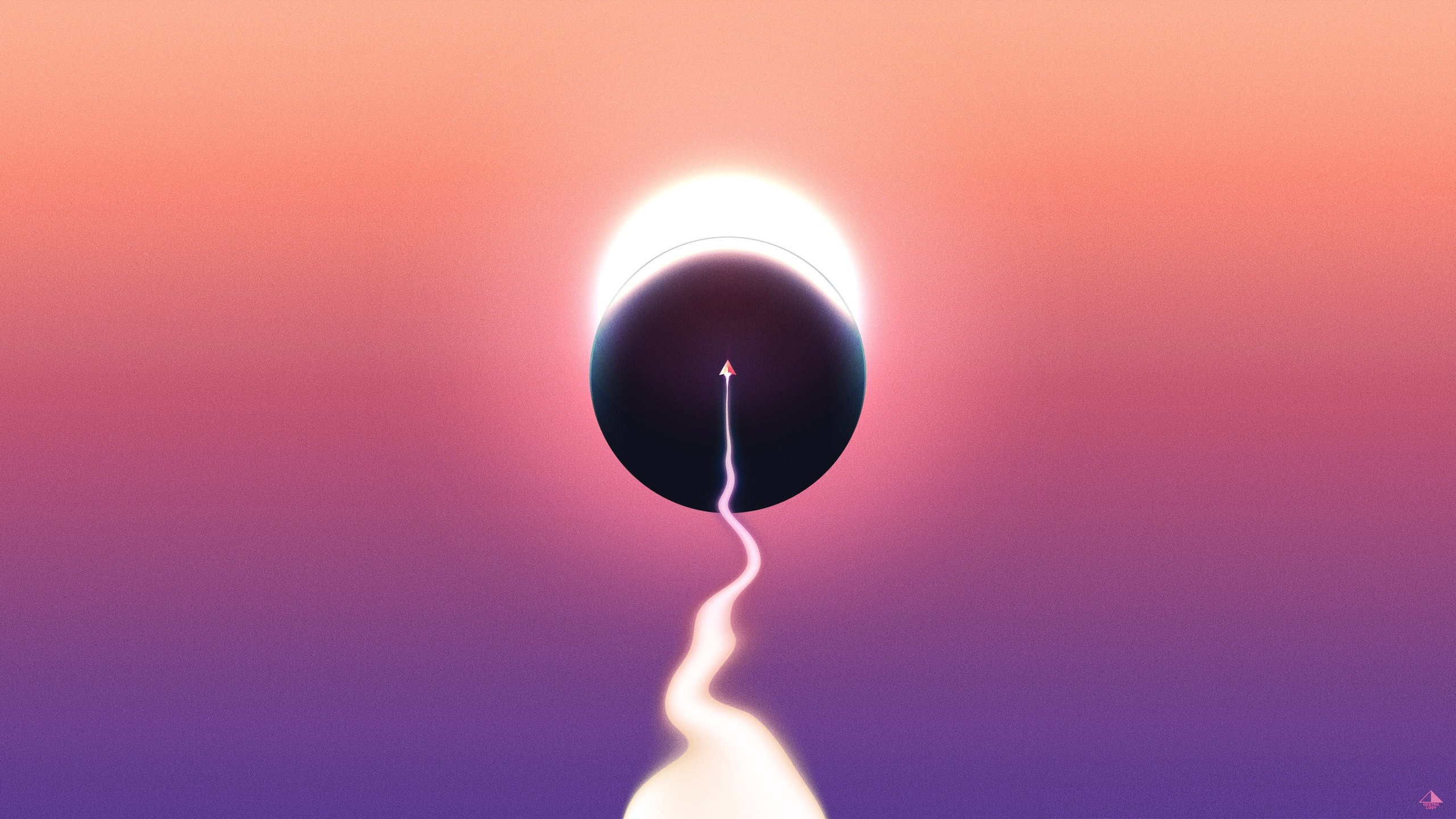 Spaceship traveling towards a planet during an eclipse HD Wallpaper