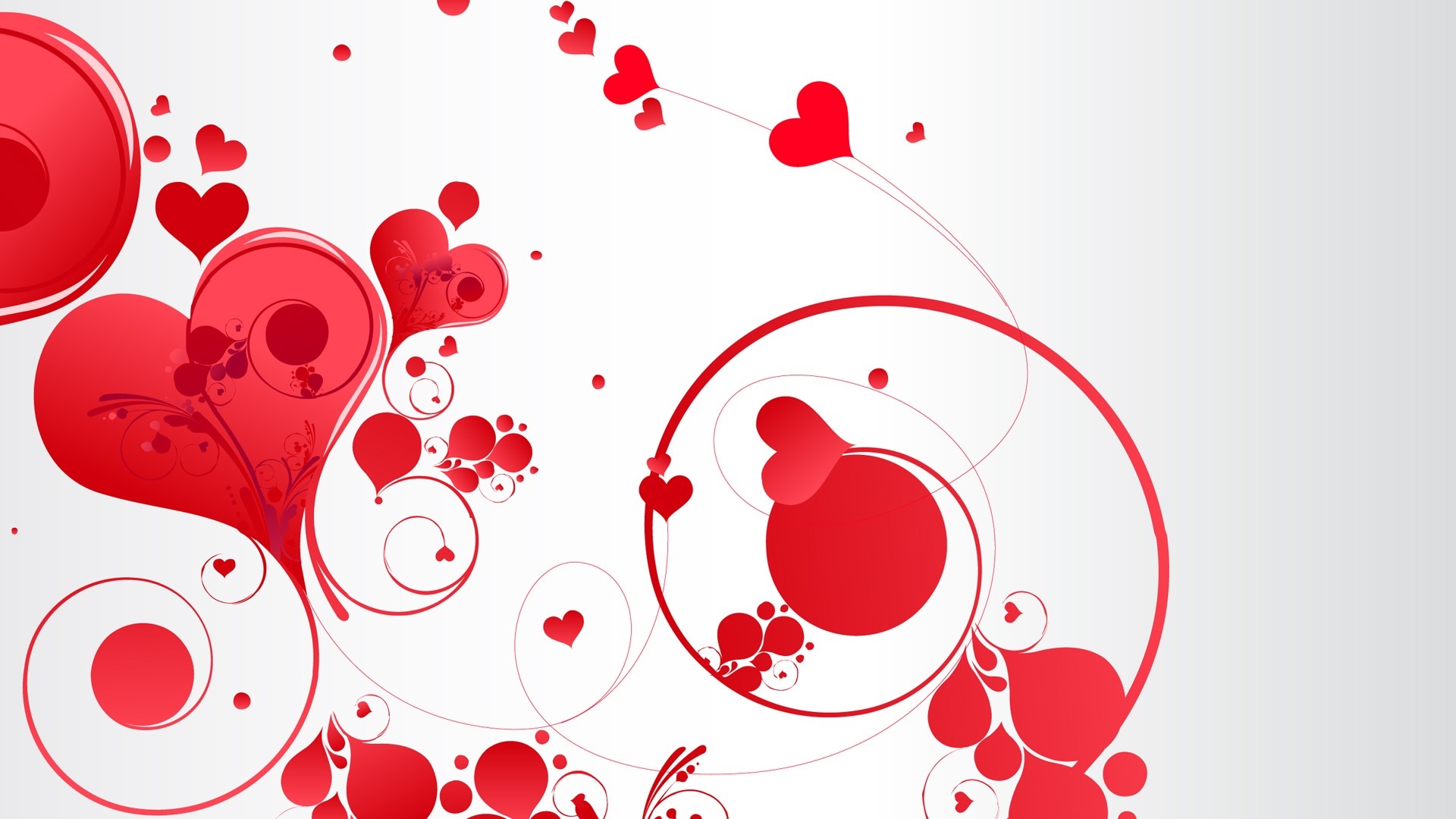 Red hearts and floral swirls illustration HD Wallpaper